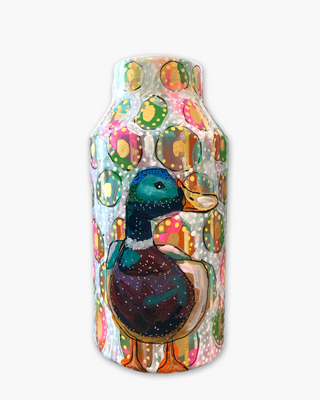 Ugly Duckling & Mallard Hand Painted Vase