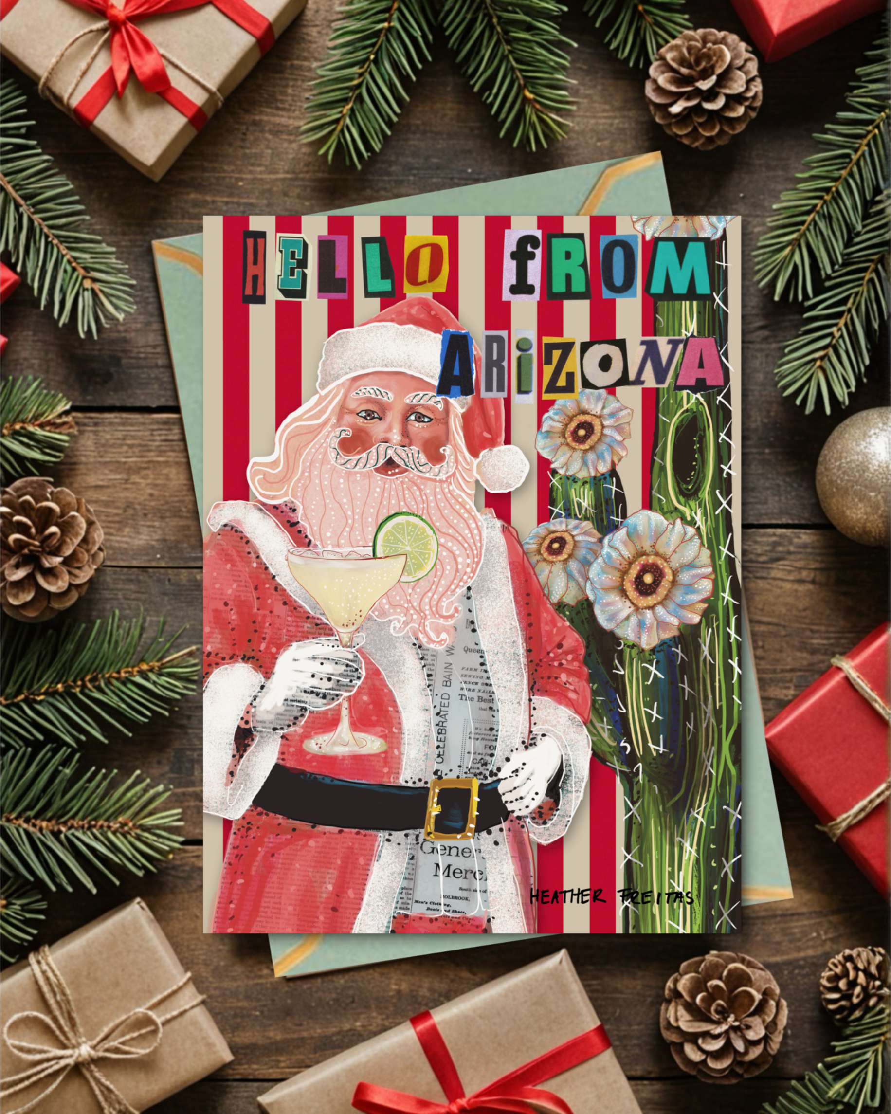 Arizona Christmas Santa Greeting Card / Fine Art Print