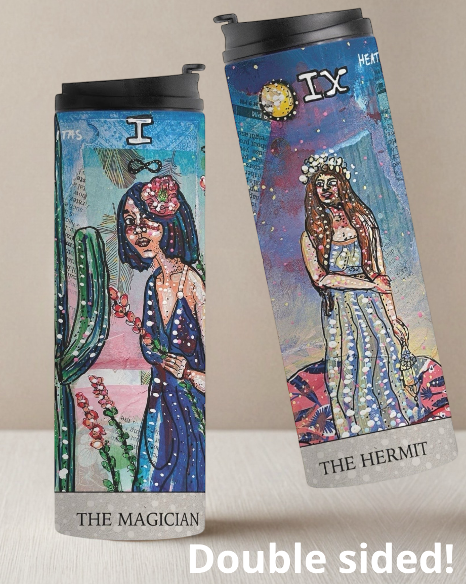 The Hermit & Magician Tarot Thermal Tumbler 16 oz.