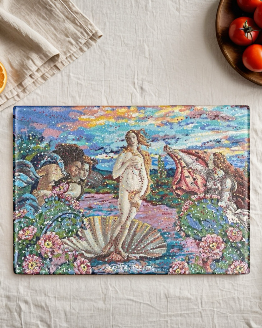 Desert Birth Of Venus Glass Chopping Board Trivet