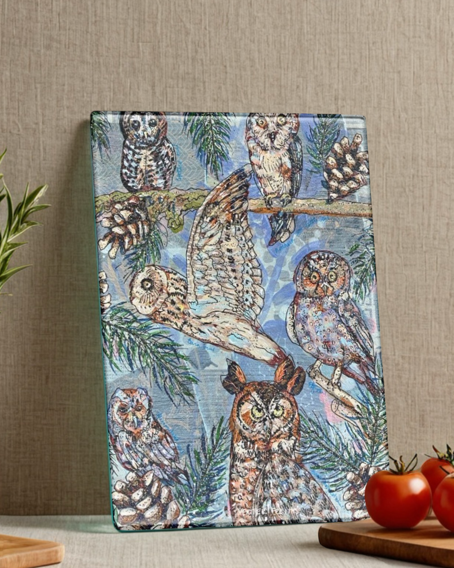 Owl Specimens Glass Chopping Board Trivet