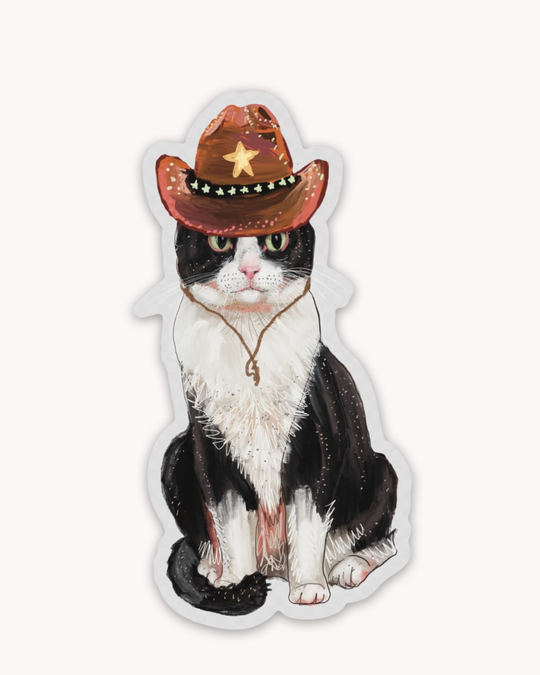 Cowboy Cat Sticker ( Clear )