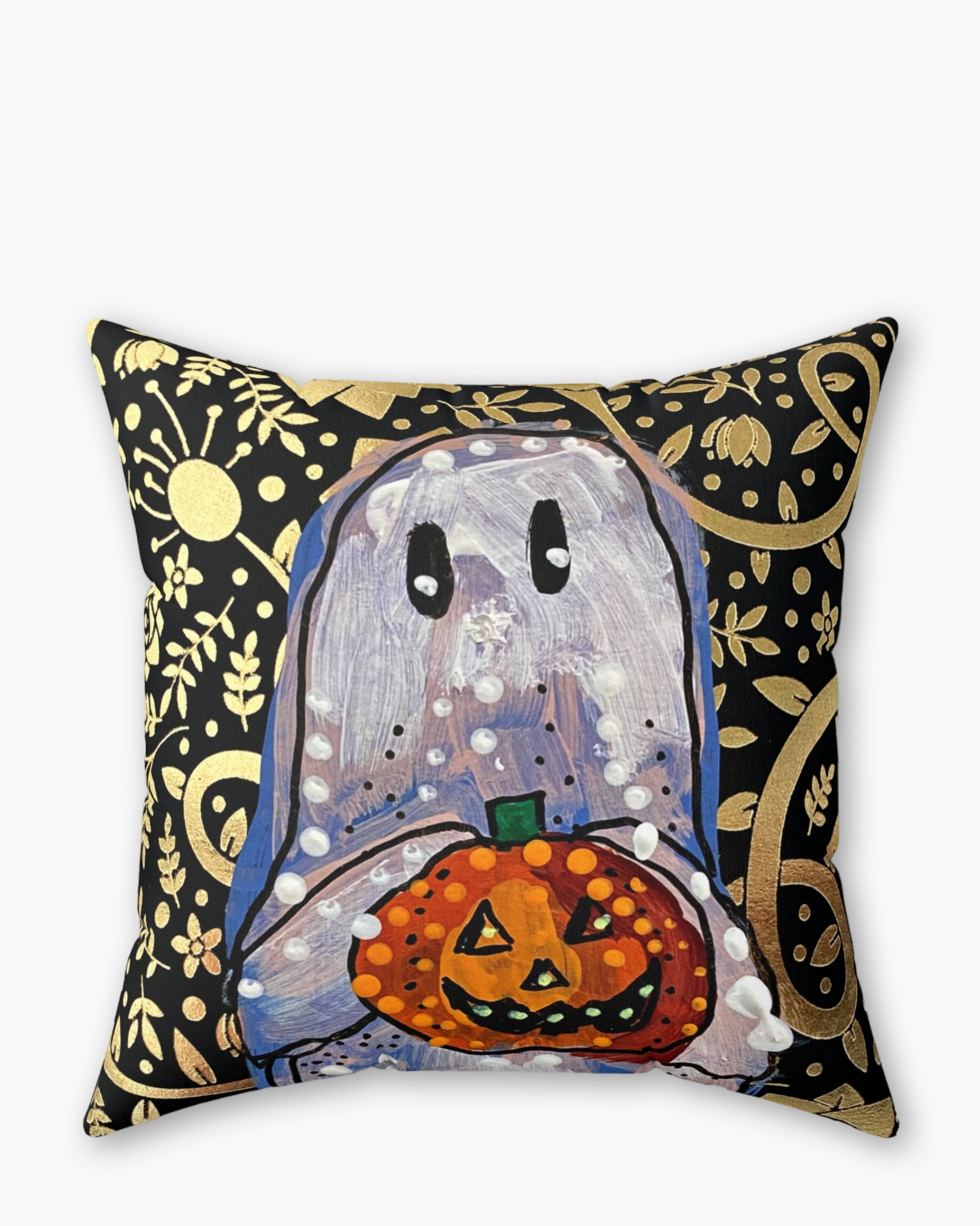 Gold Ghost Faux Suede Pillow