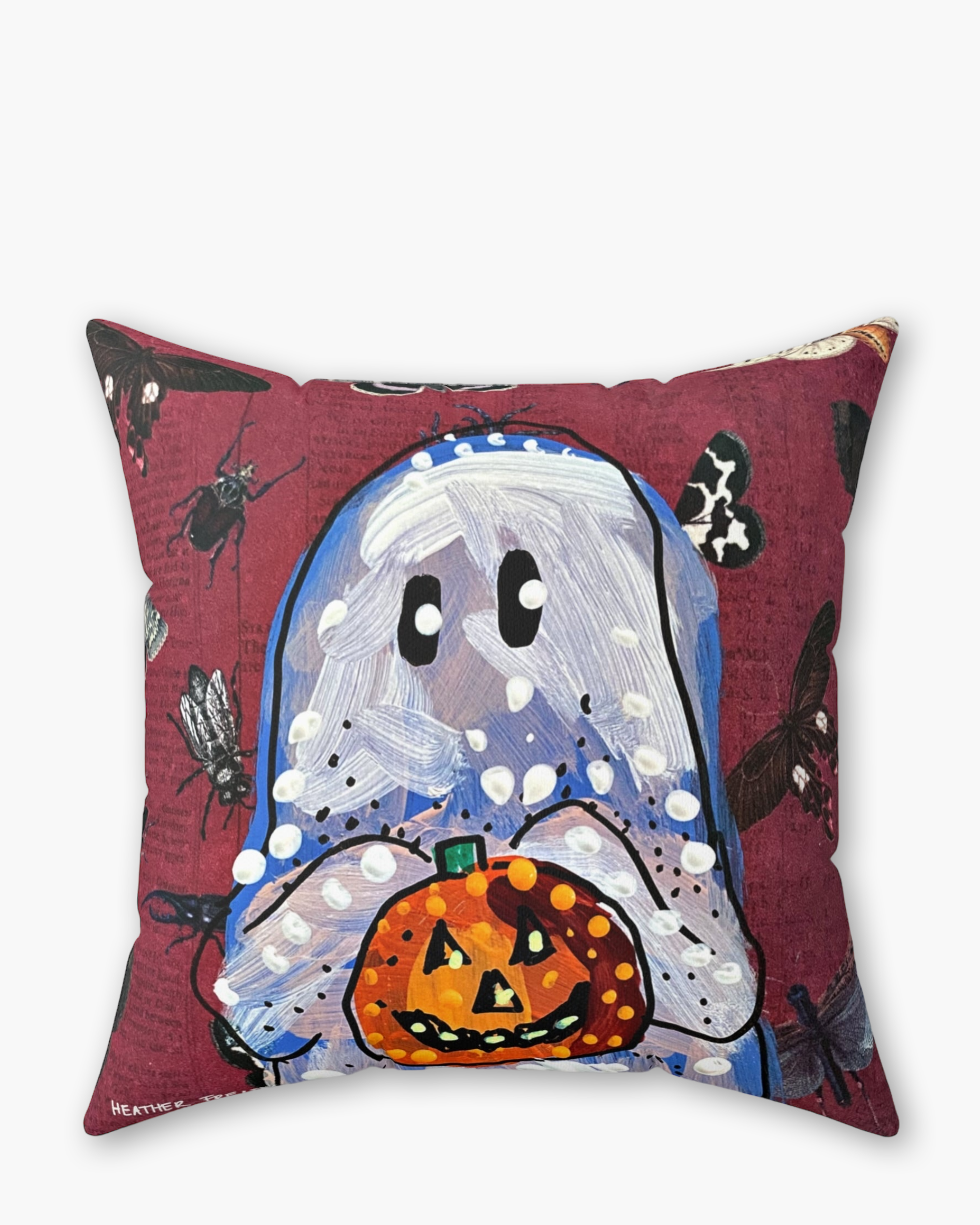 Red Ghost Suede Pillow