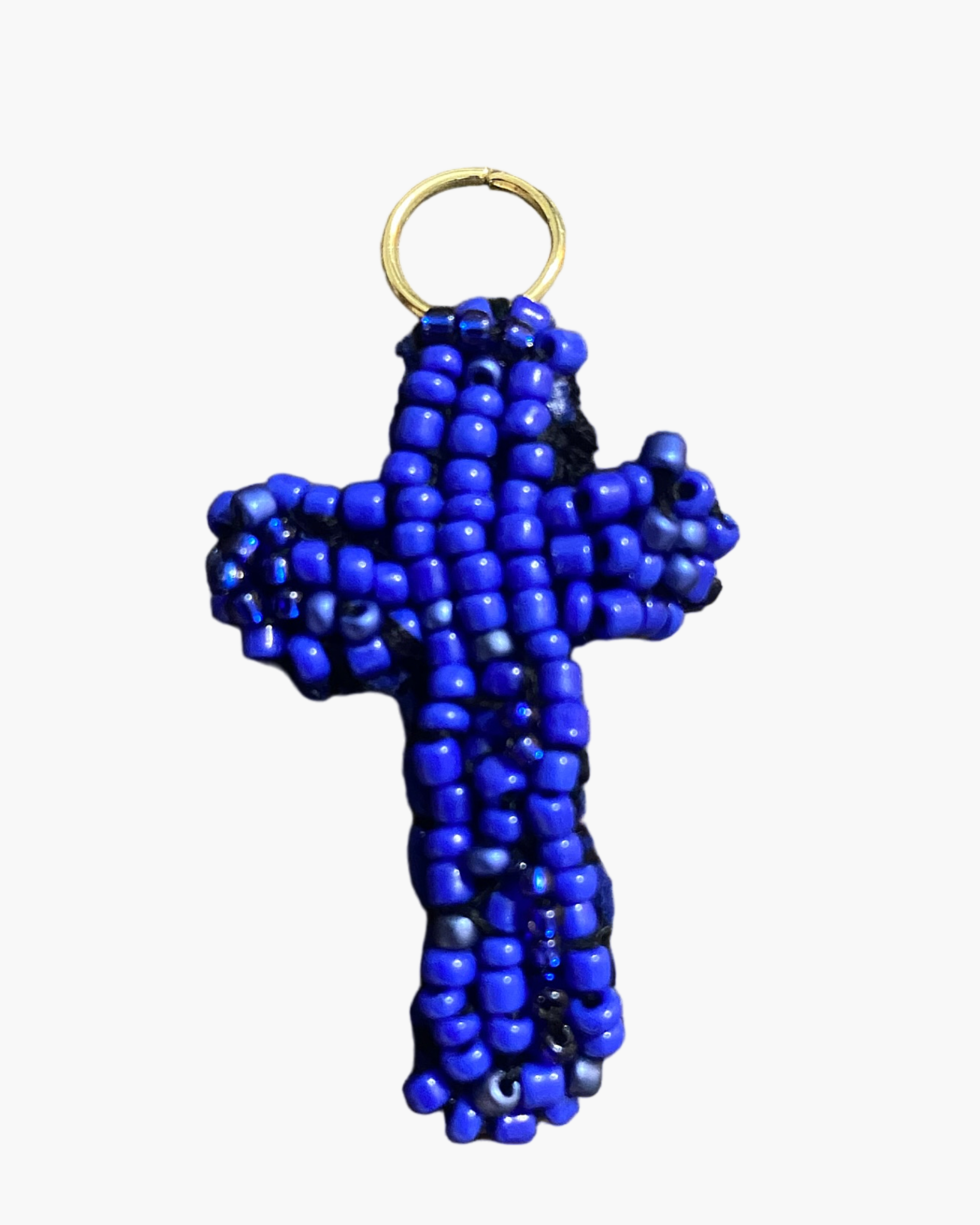 Blue Cross - Beaded Pendant