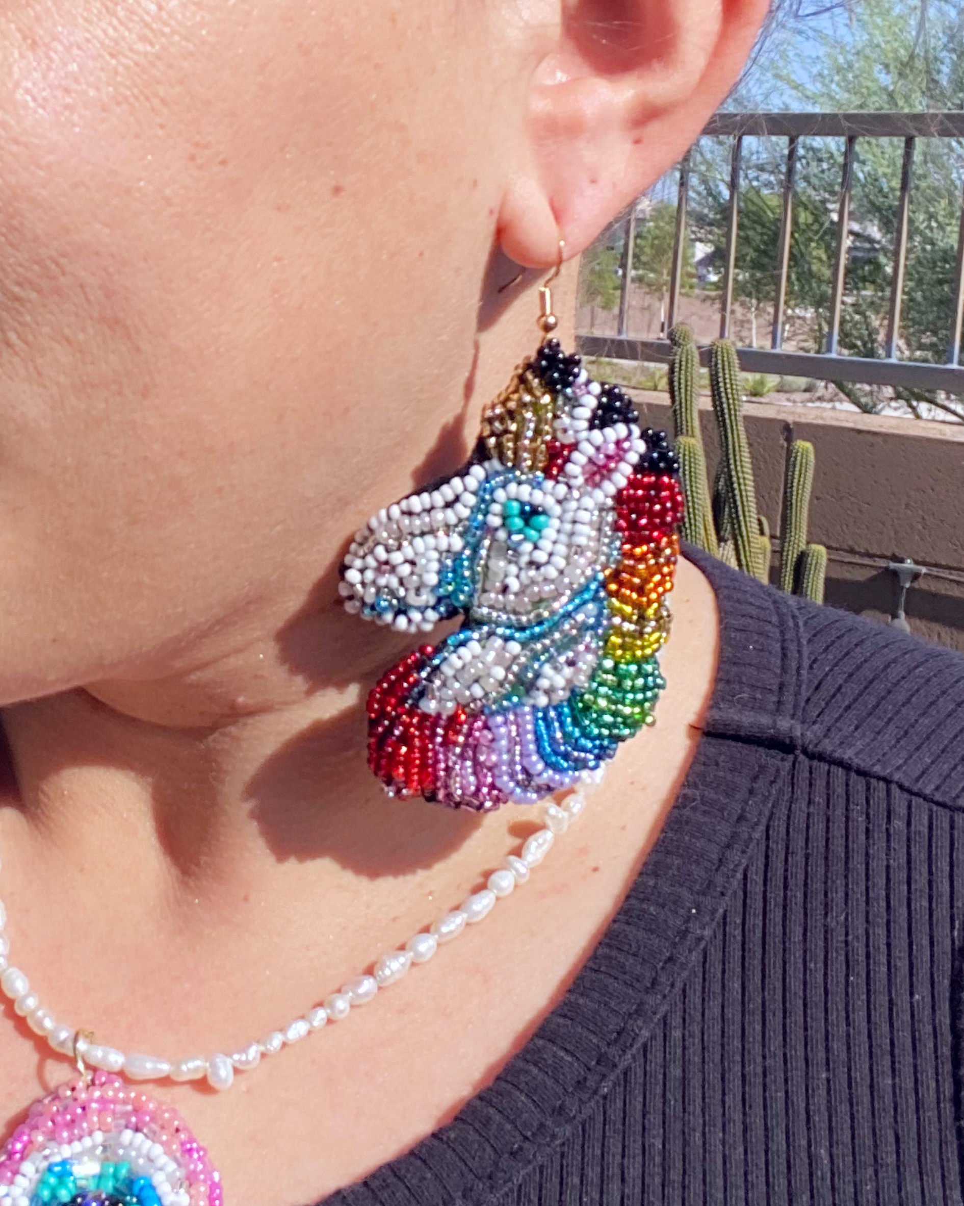 Unicorn Hand Beaded Earings