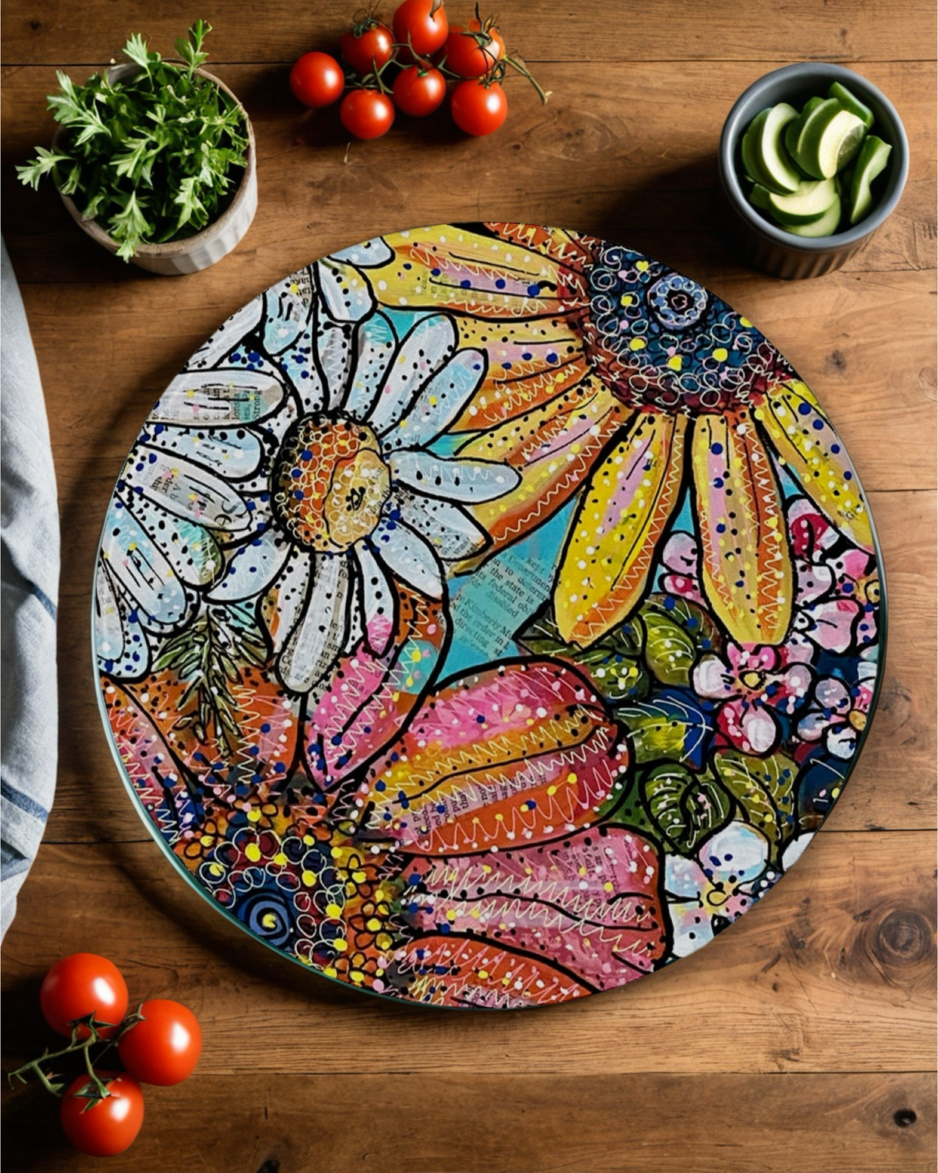 Flower Power Glass Chopping Board