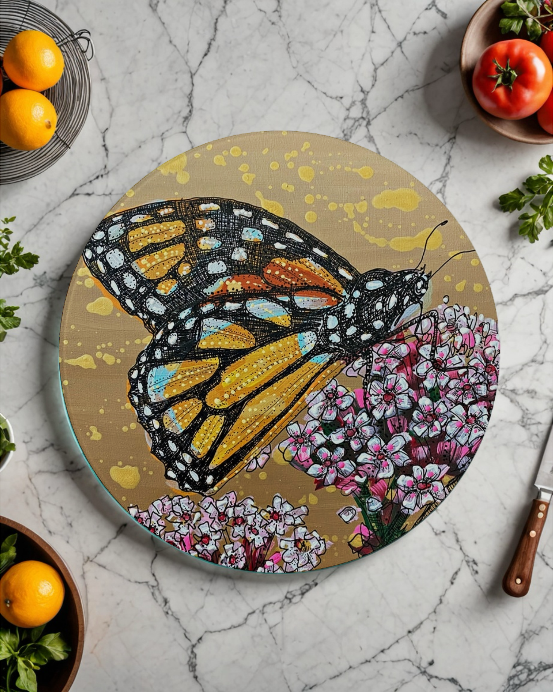 Citrine Monarch Glass Chopping Board