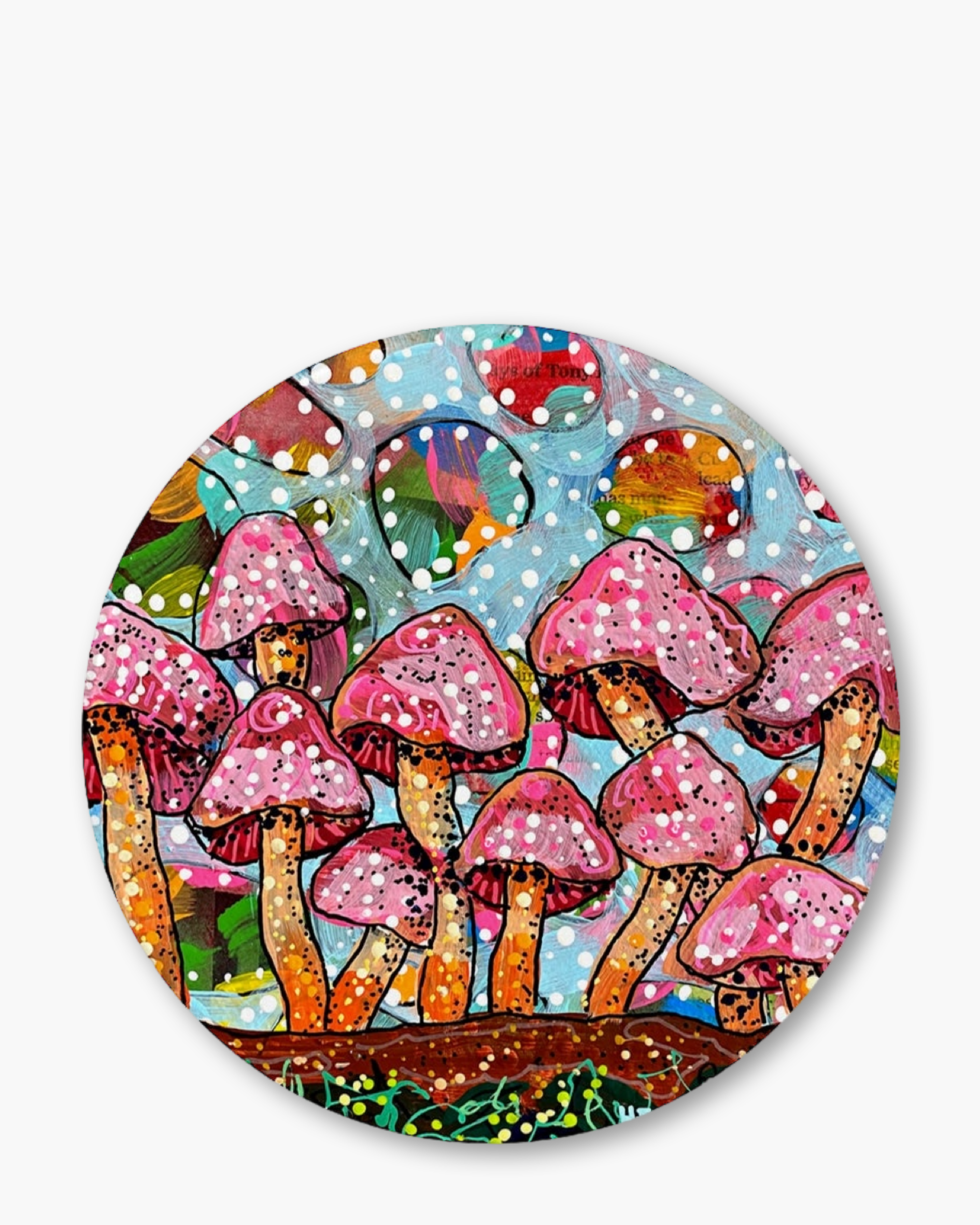 Cotton Candy Mushroom Caps Glass Chopping Board