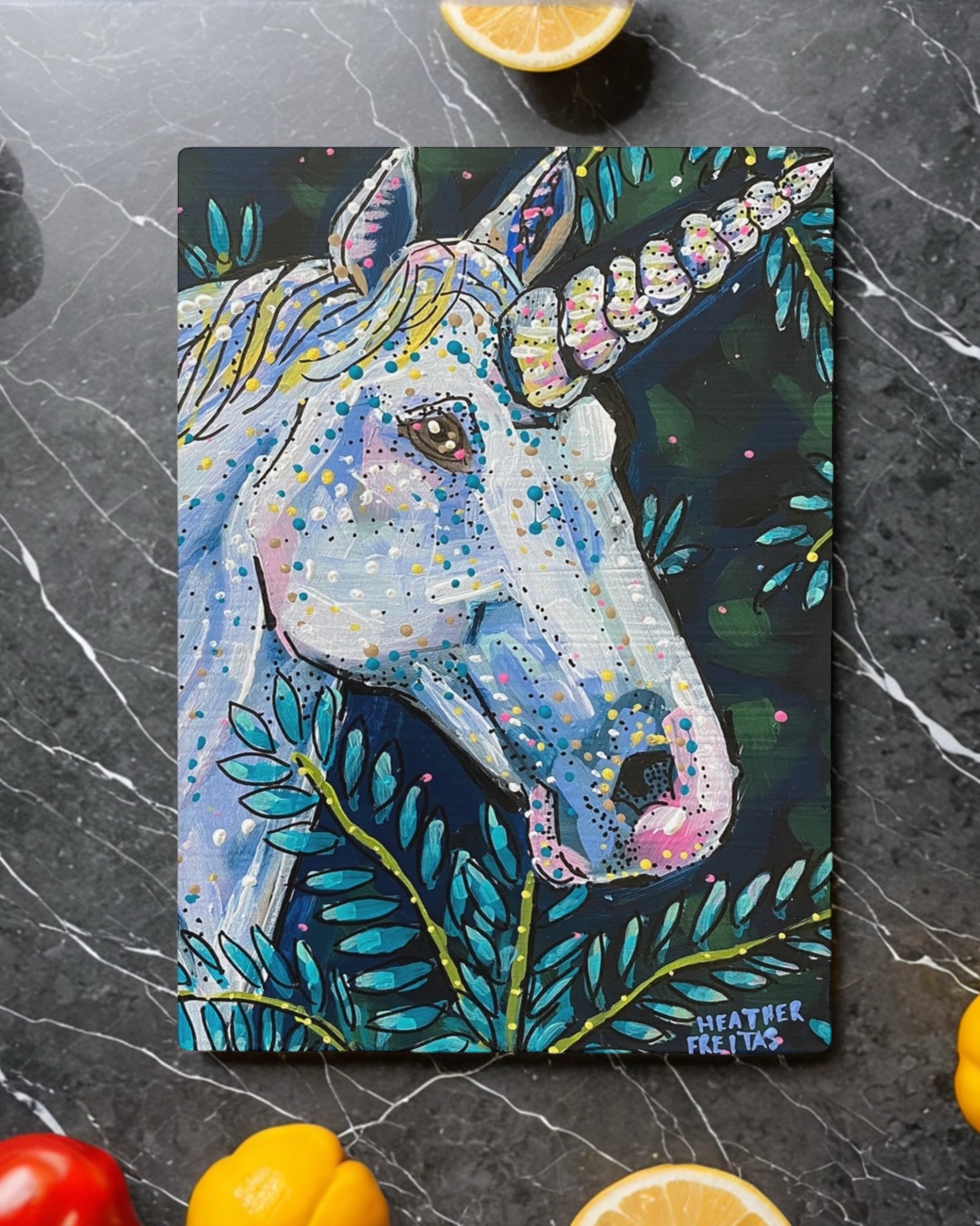 Emerald Unicorn Glass Chopping Board