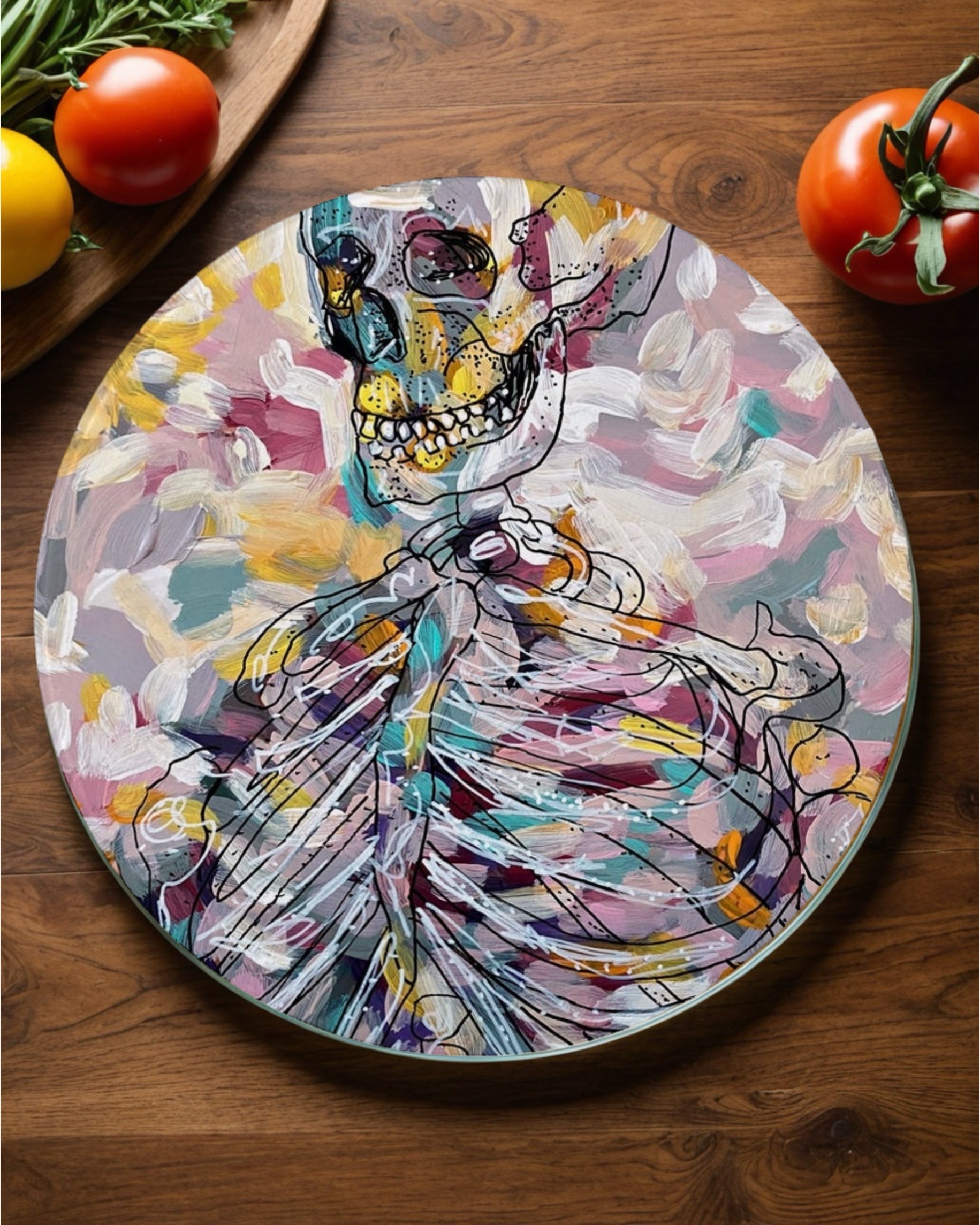 Pastel Skeleton Glass Chopping Board