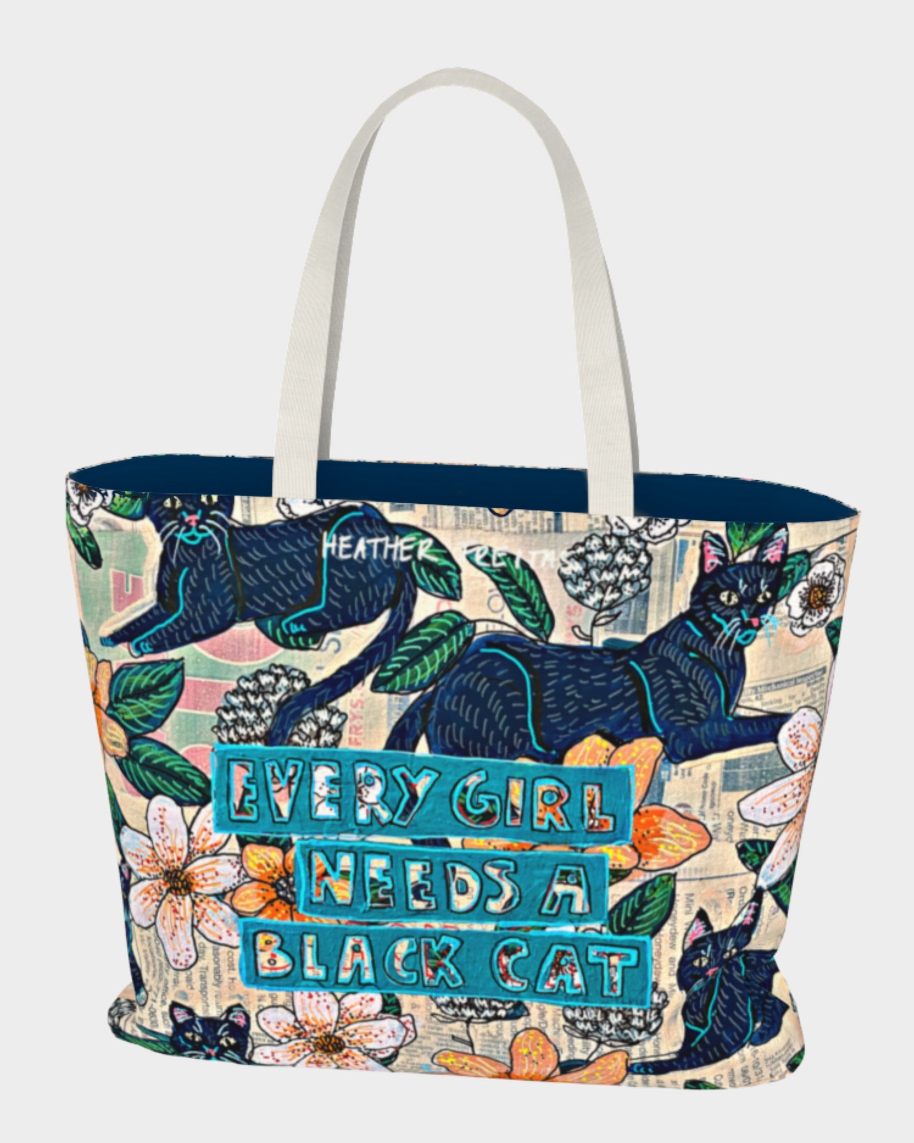 Every Girl Needs A Black Cat Oversized Tote