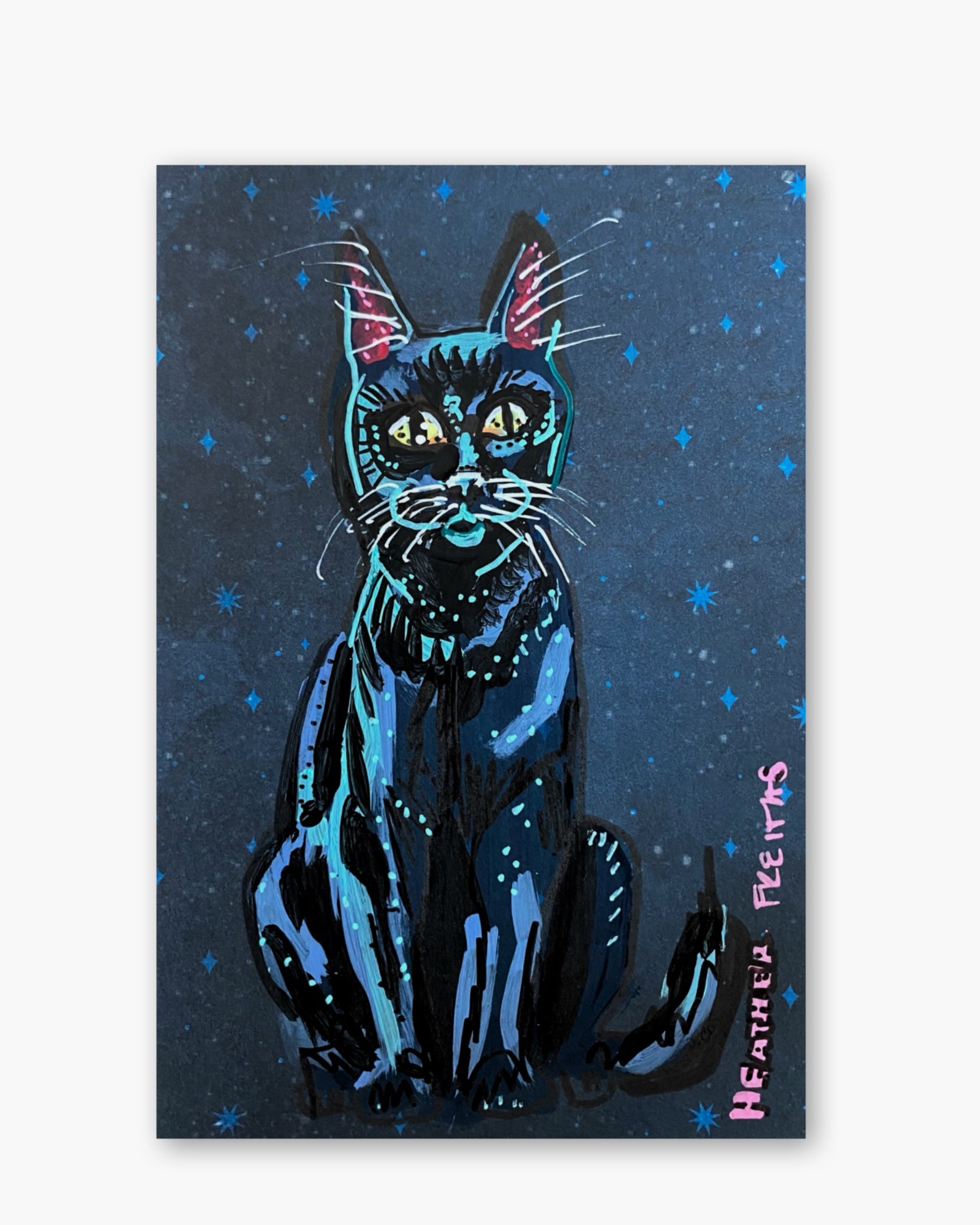 Moody Black Cat ( Original Painting )