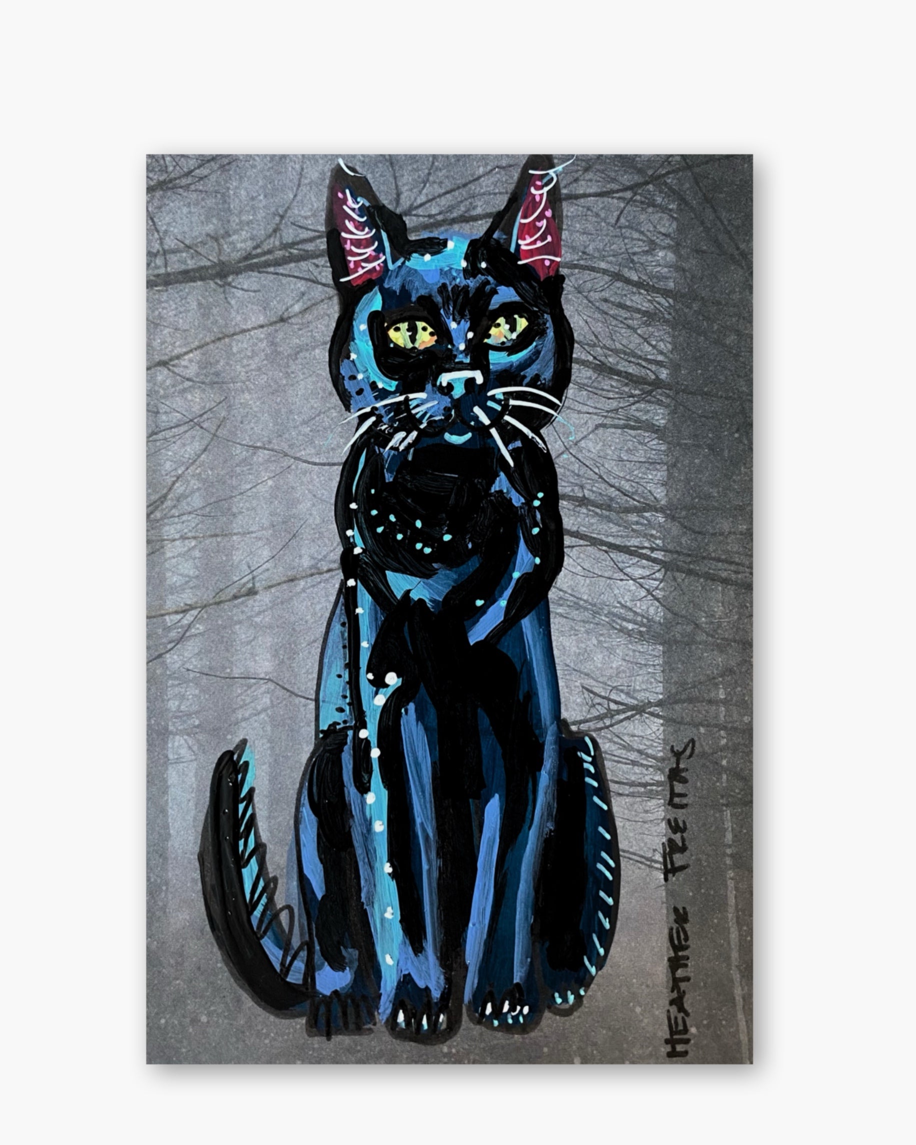 Black Cat In The Woods ( Original Painting )