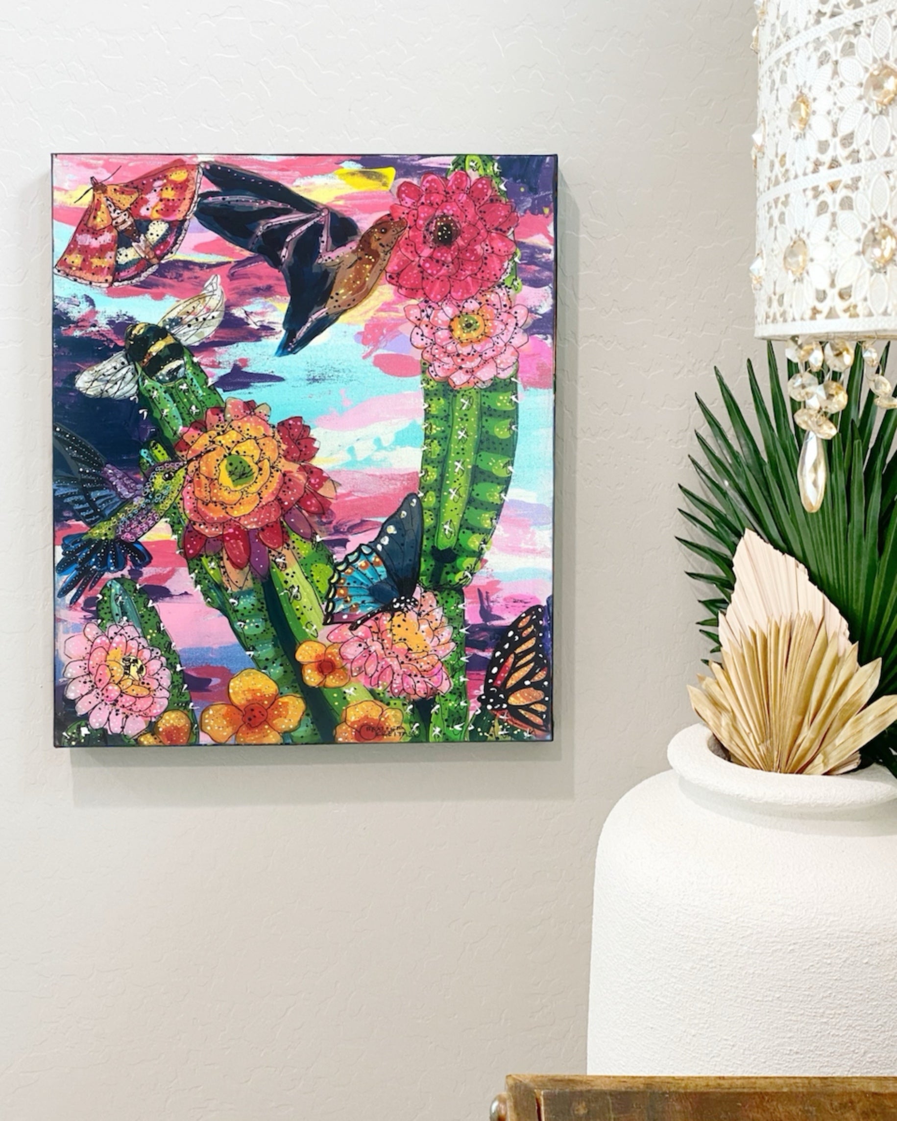 Dawn Desert Pollinators ( Original Painting ) - Heather Freitas - fine art home deccor