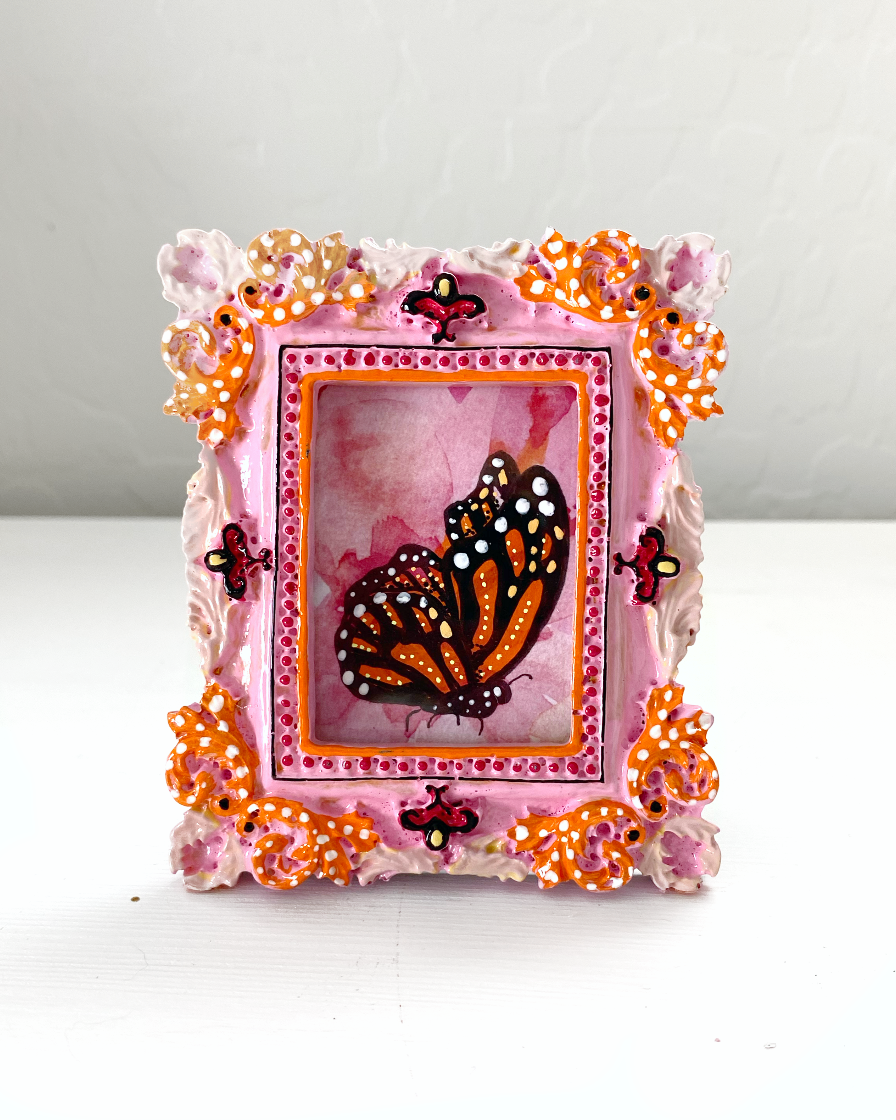 Pretty Pink Monarch Butterfly ( Mini Original Painting )