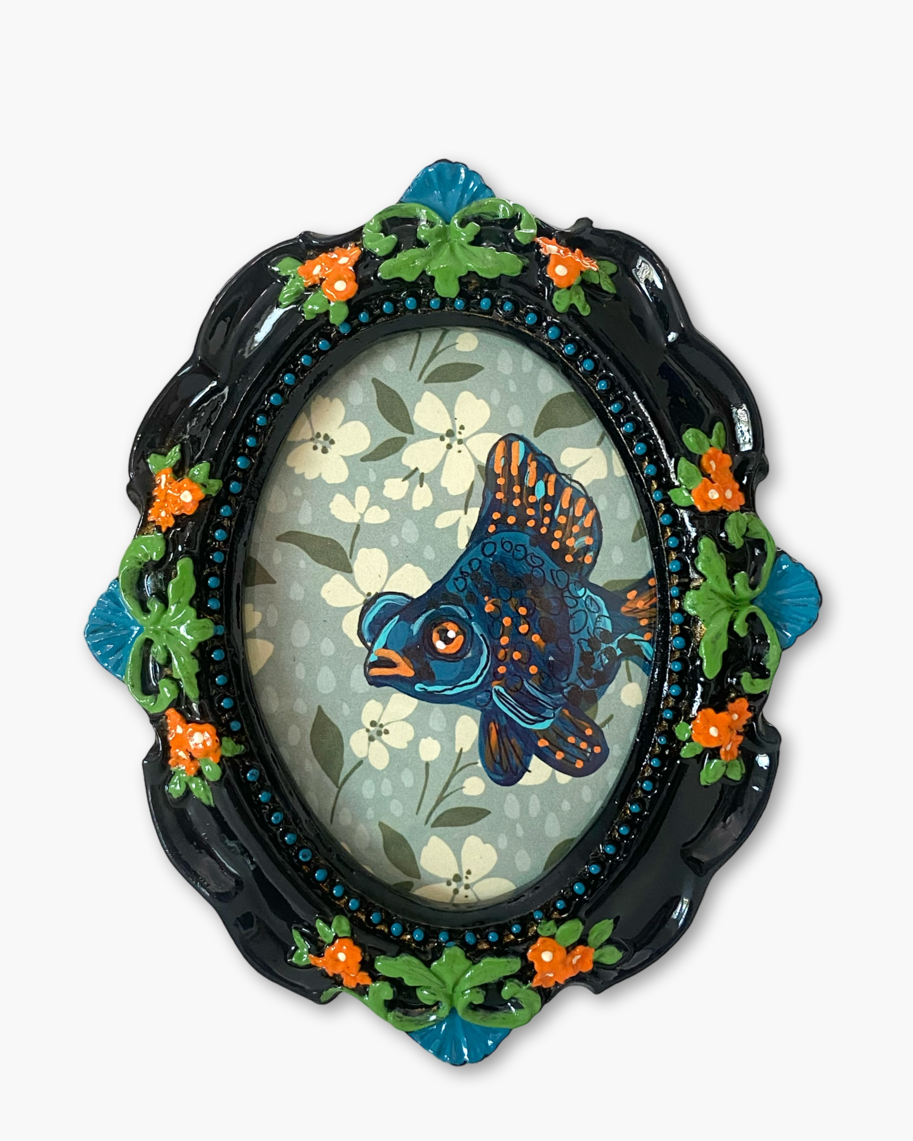 Fancy Black Goldfish ( Mini Original Painting )