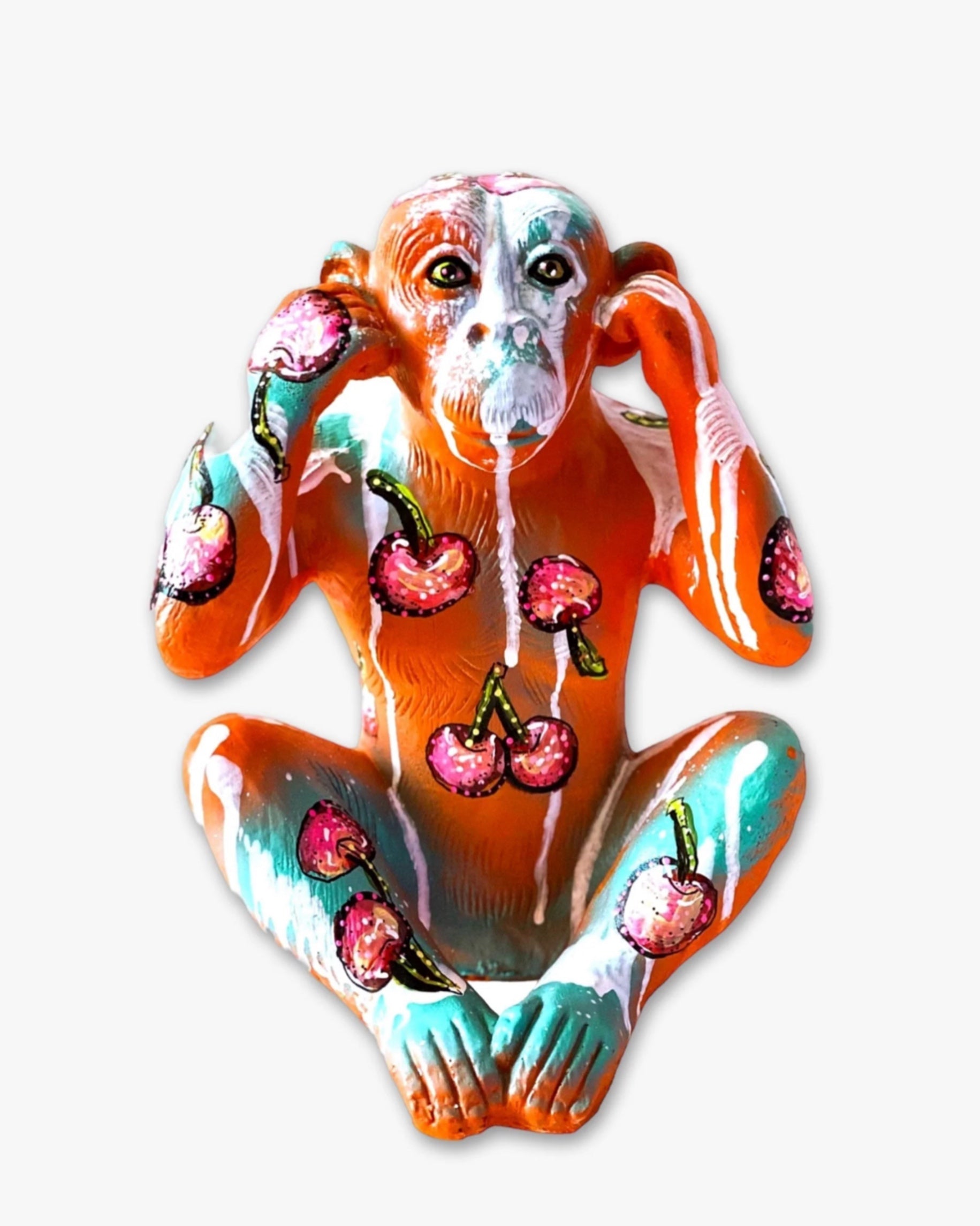 Hear No Evil Monkey ( Hand Painted Sculpture )