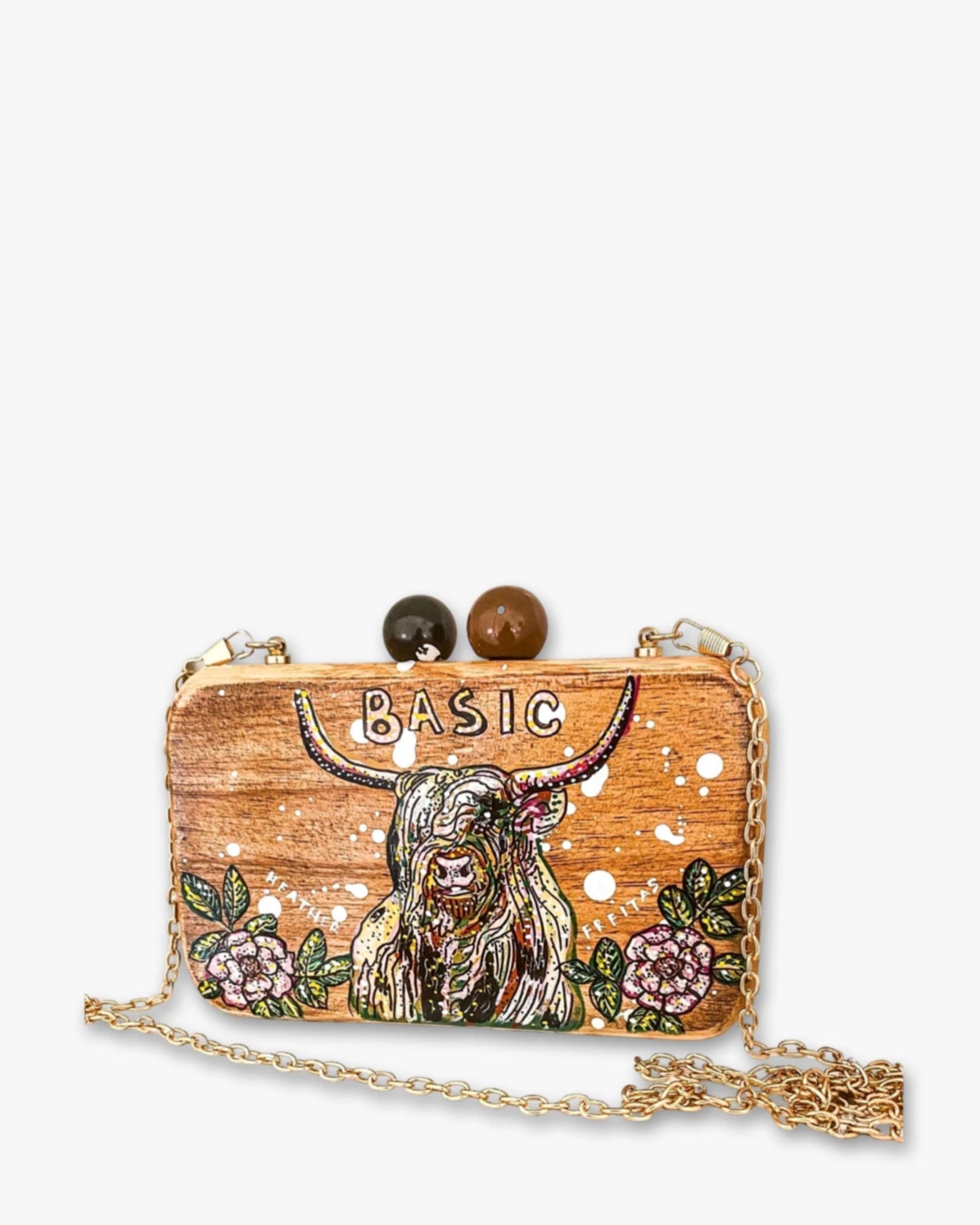 Basic Hand Painted Wood Crossbody