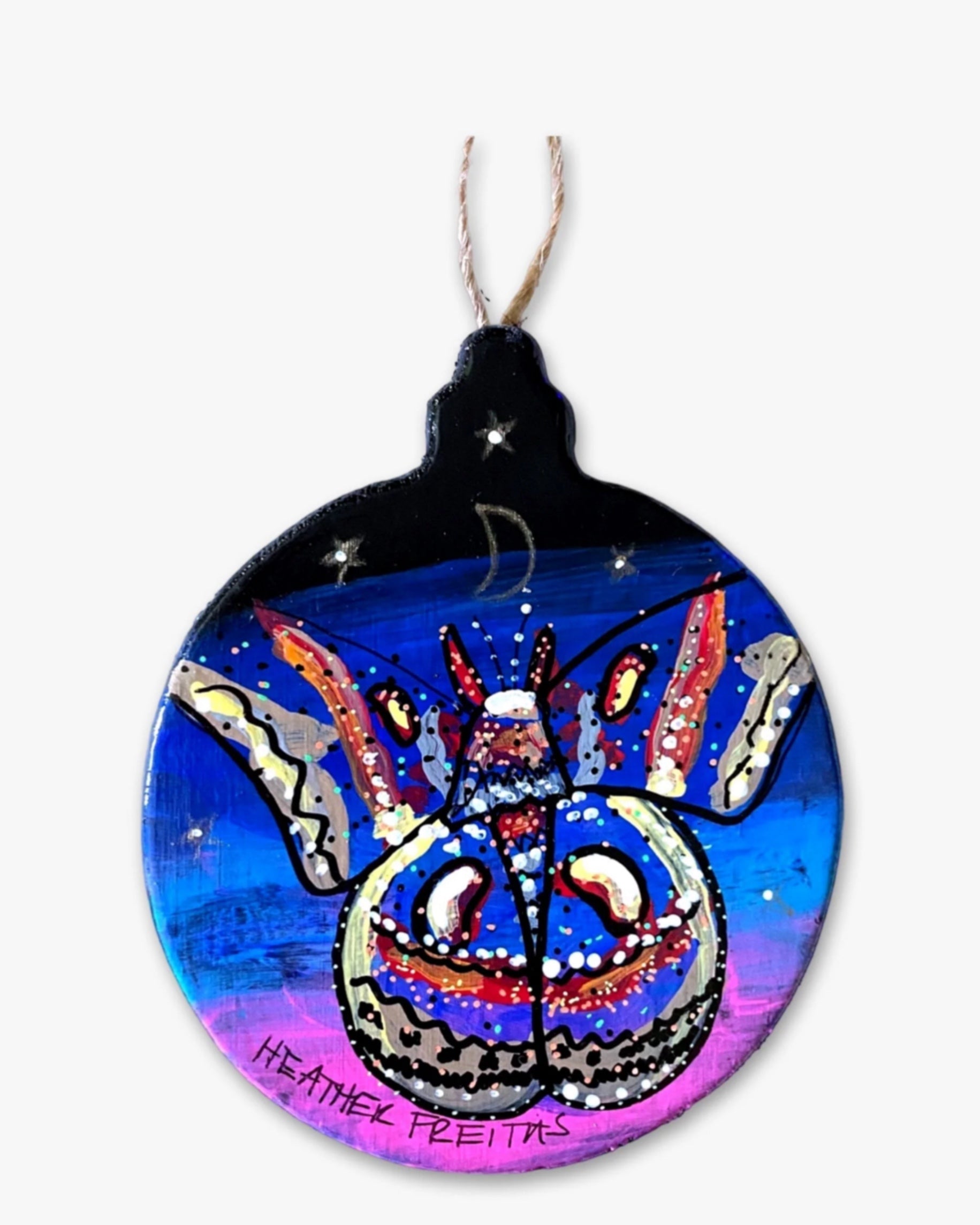 Crescent Moon Moth - Hand Painted Ornament