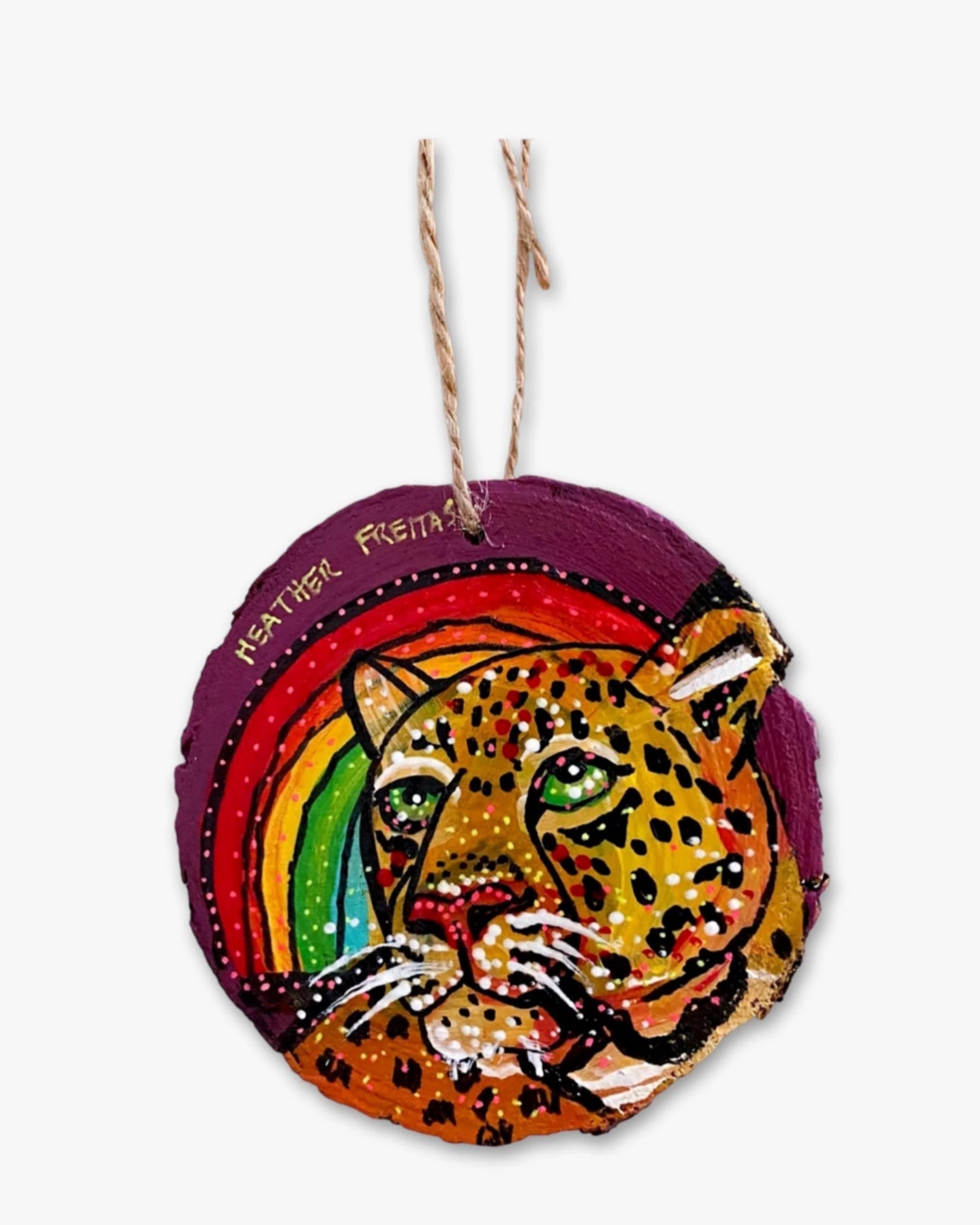 Rainbow Jaguar - Hand Painted Ornament