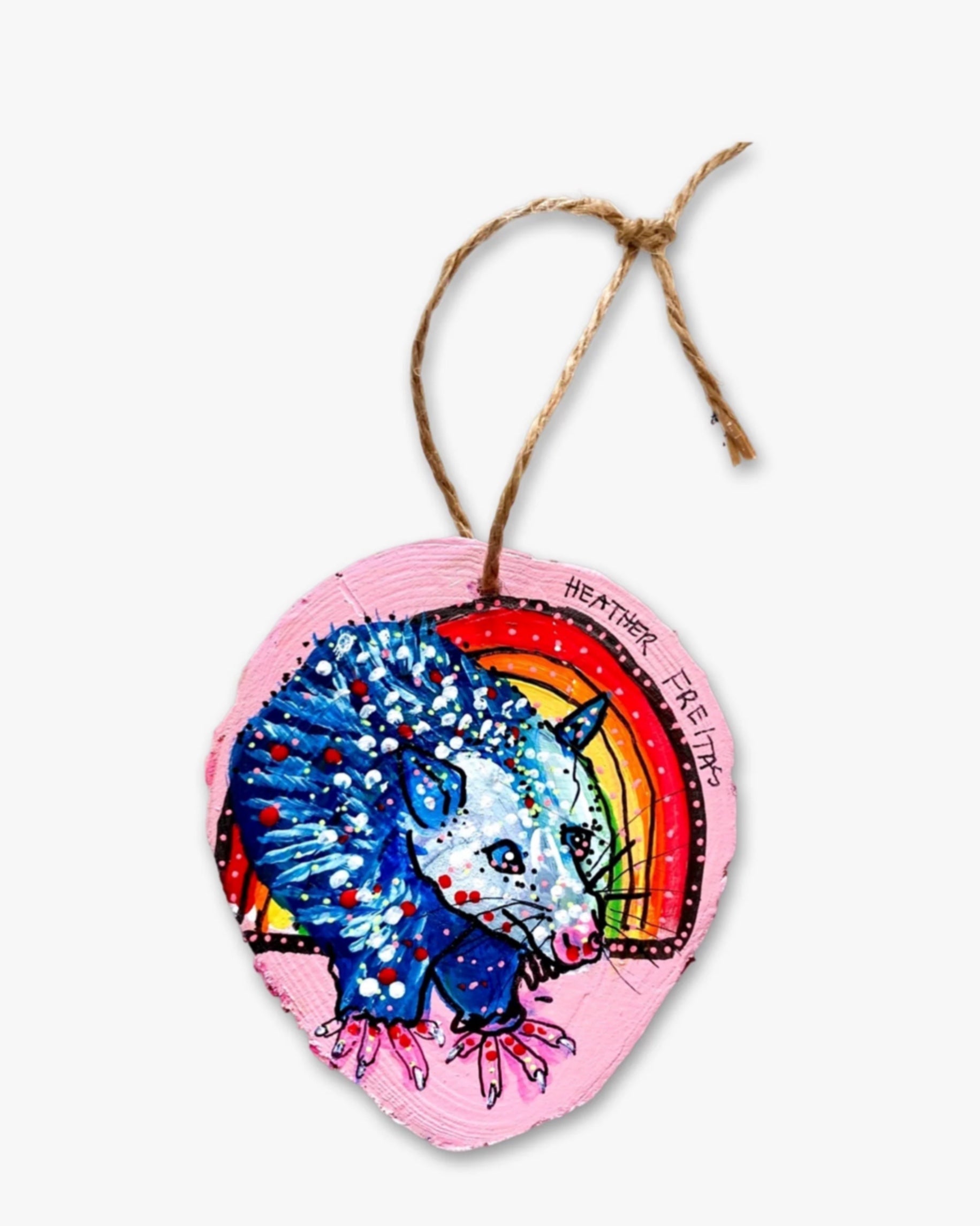 Drop Dead Cute Opossum - Hand Painted Ornament