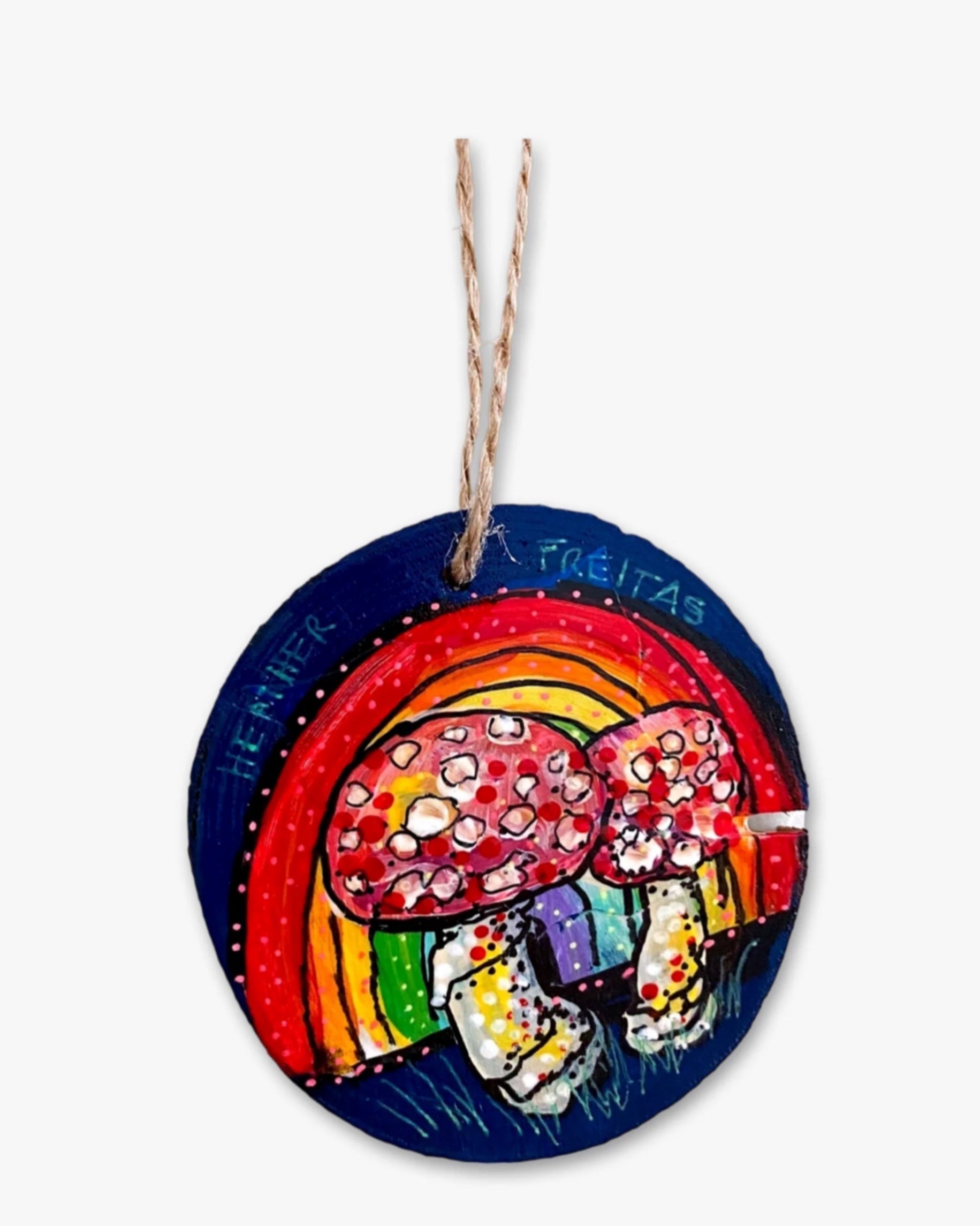 Rainbow Mushrooms - Hand Painted Ornament