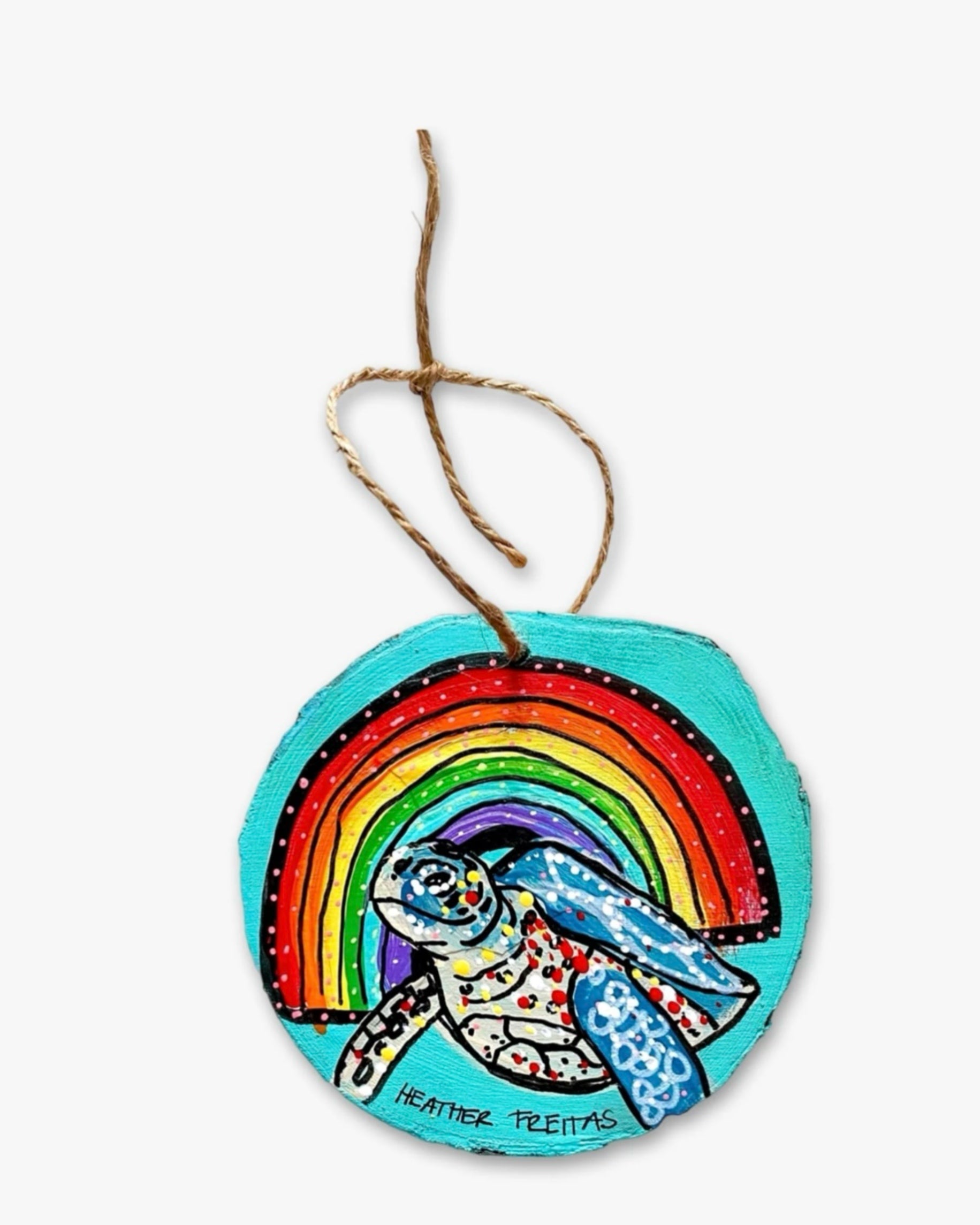 Rainbow Sea Turtle - Hand Painted Ornament