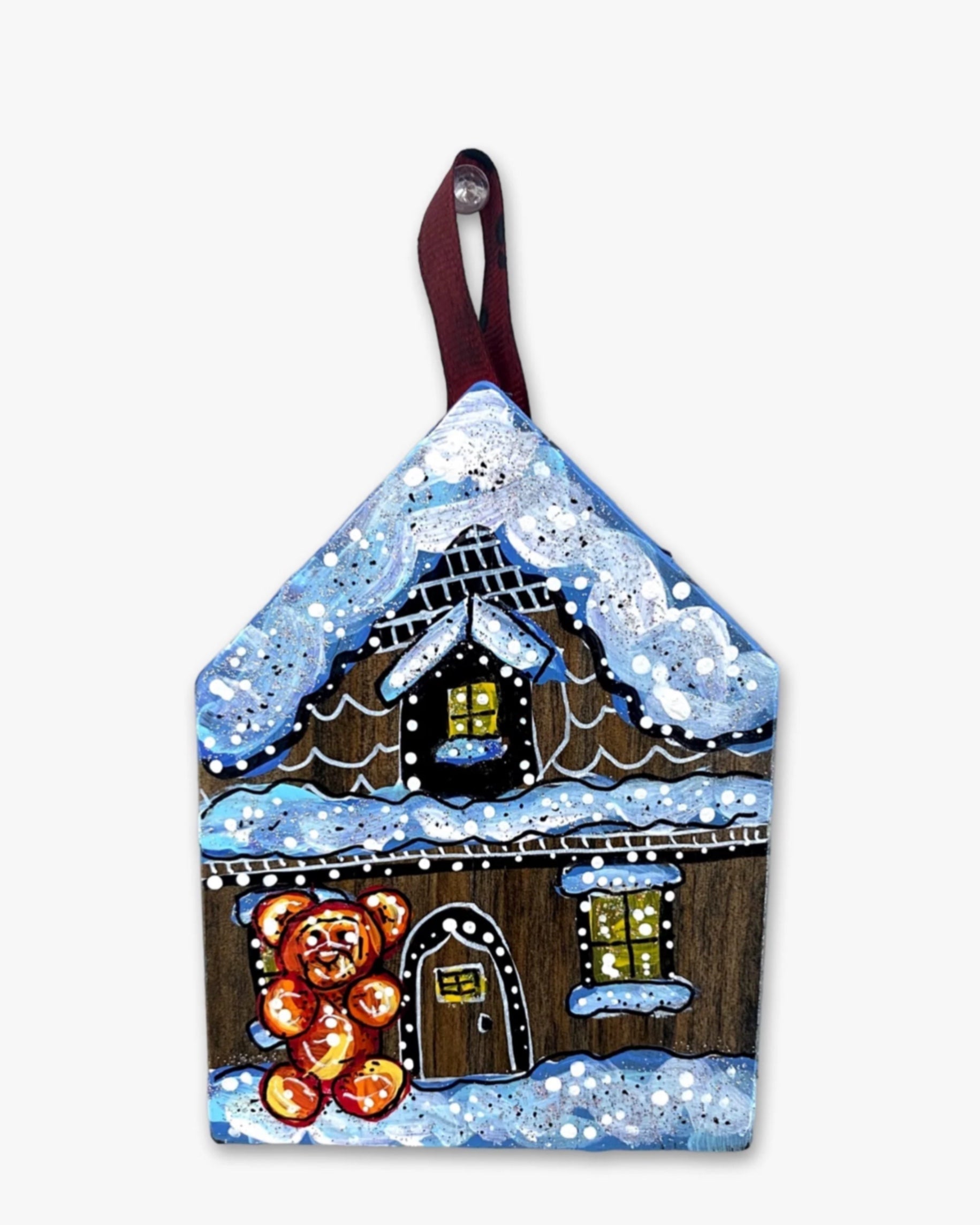 Gummy Bear Gingerbread House - Hand Painted Ornament