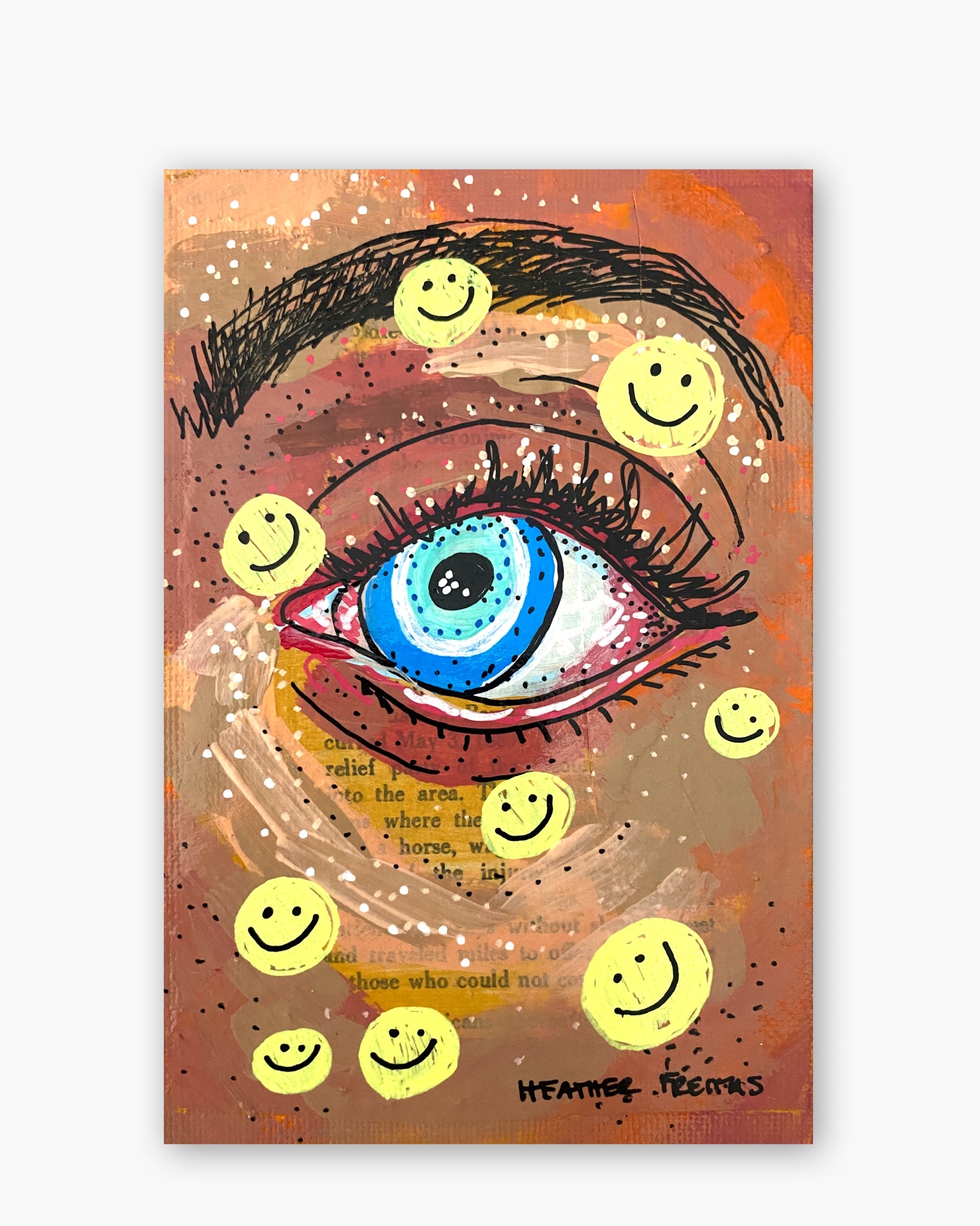 Smile Evil Eye ( Original Painting In Hand Painted Frame )