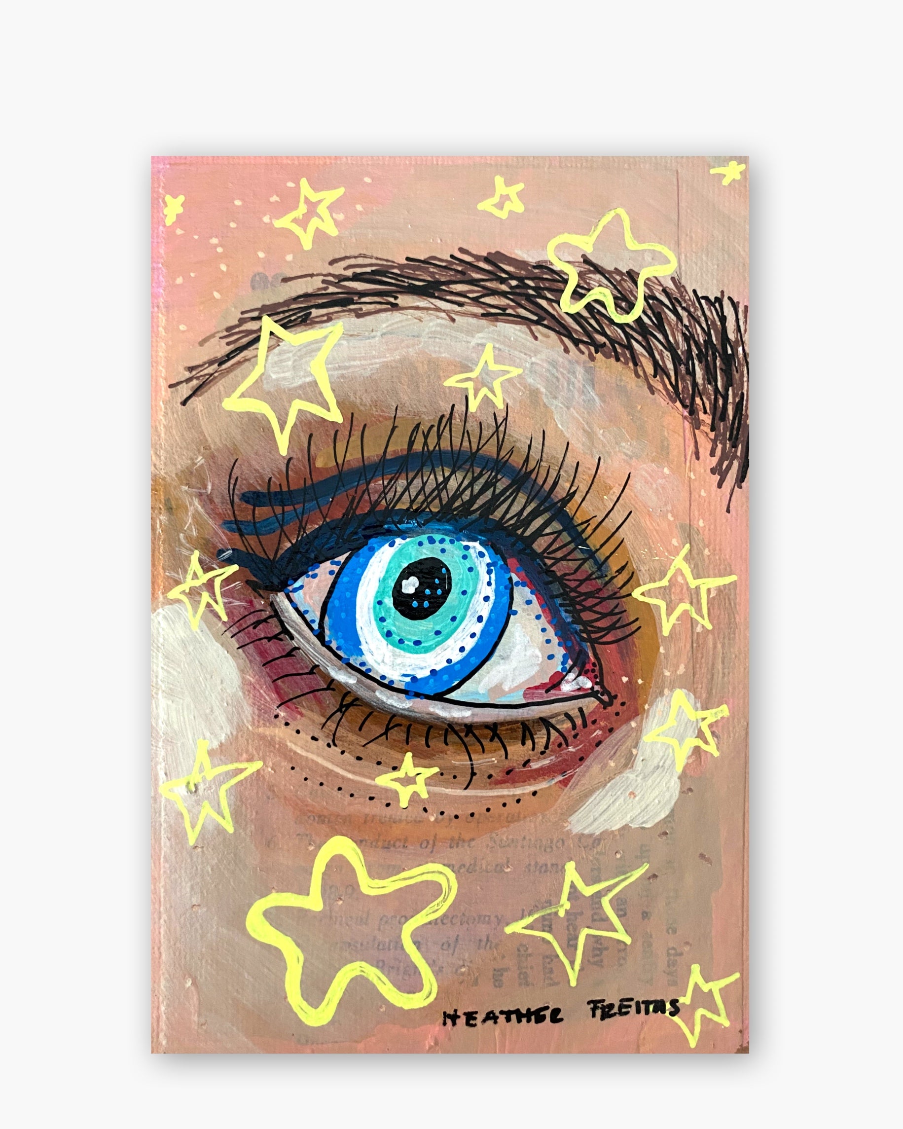 Seeing Stars Evil Eye ( Original Painting In Hand Painted Frame)