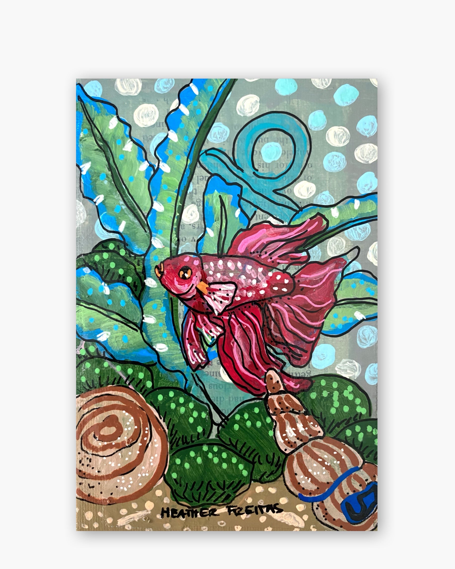 Red Anchor Betta ( Original Painting In Hand Painted Frame )