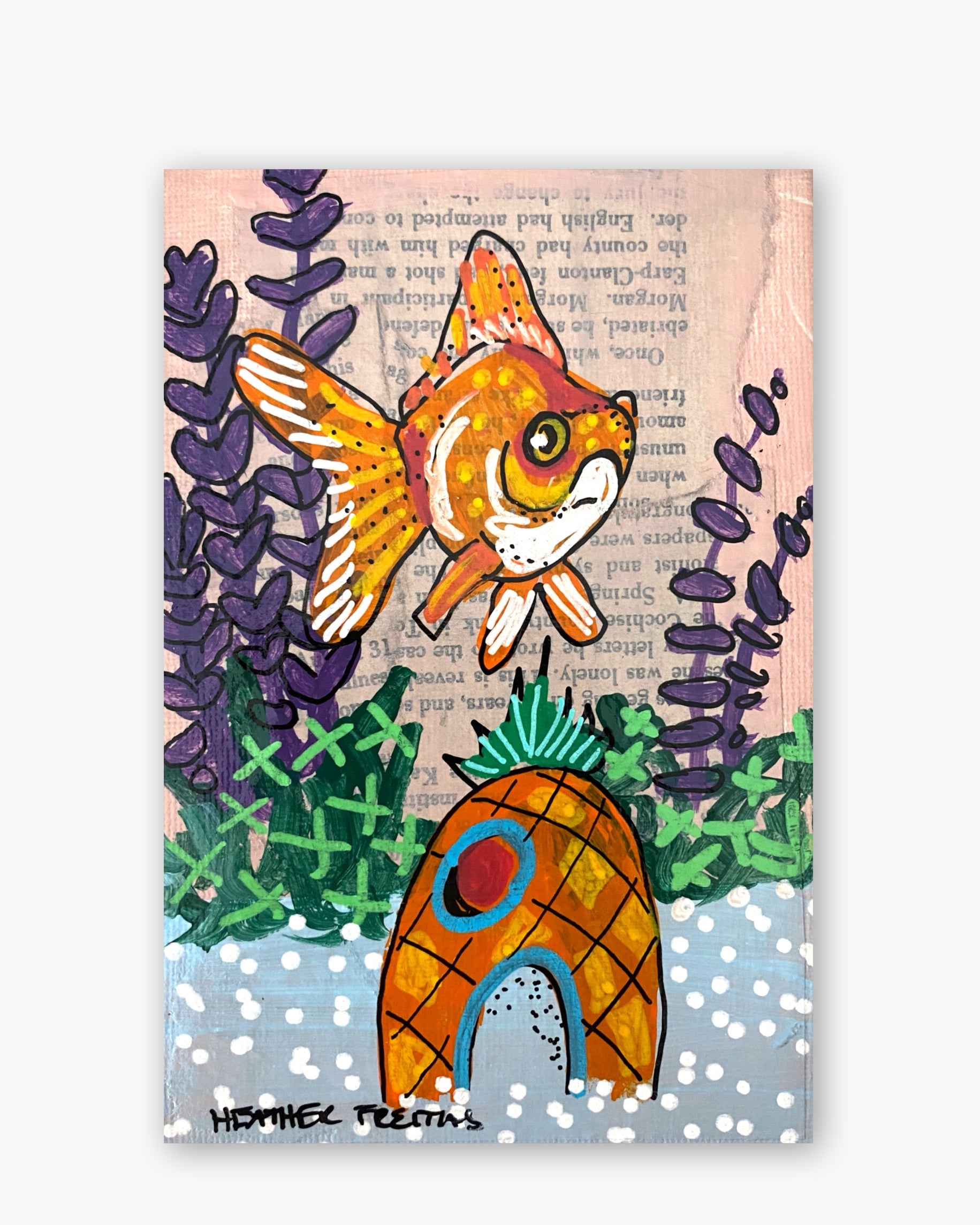 Pineapple Goldfish ( Original Painting In Hand Painted Frame )