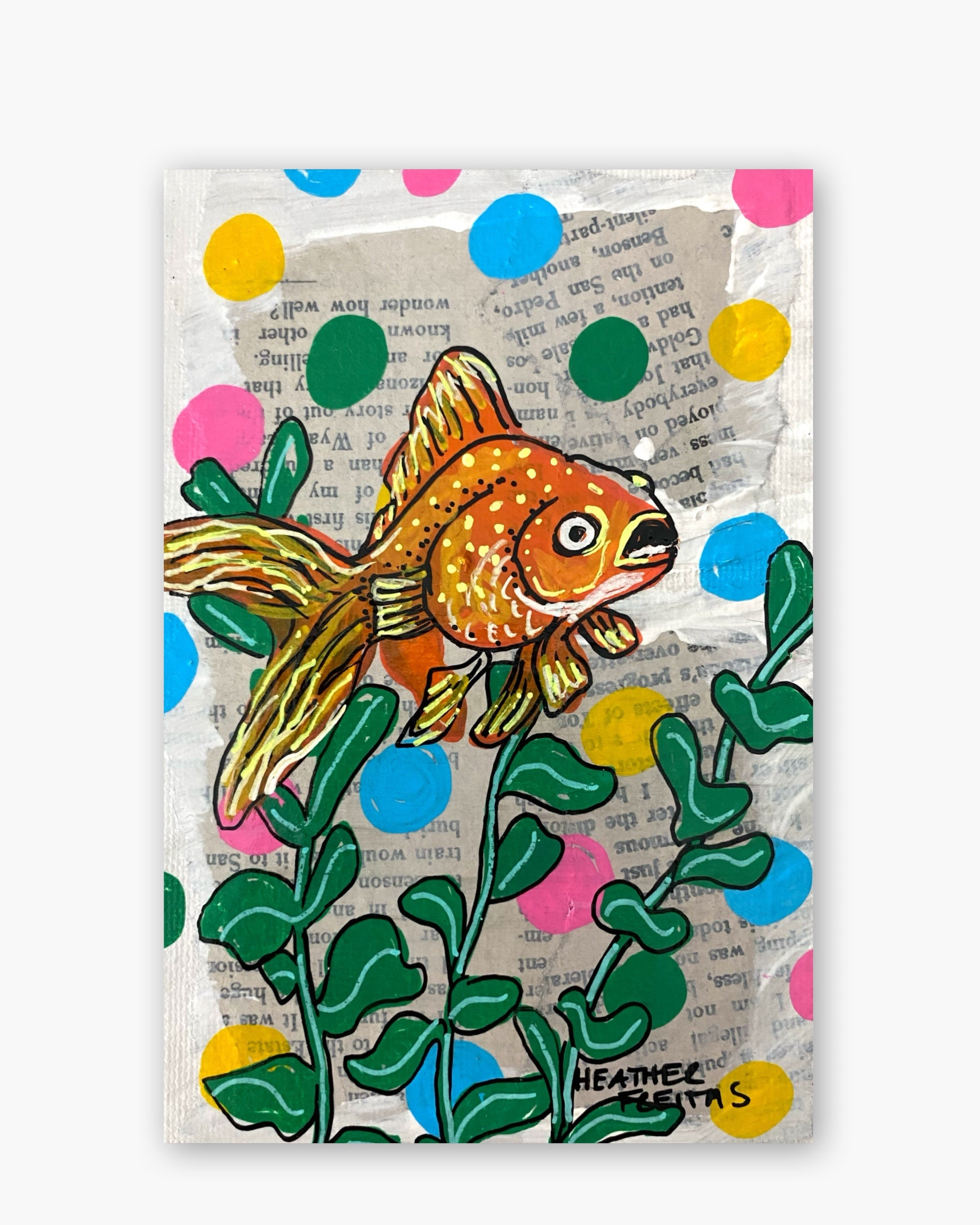 Party Goldfish ( Original Painting In Hand Painted Frame )