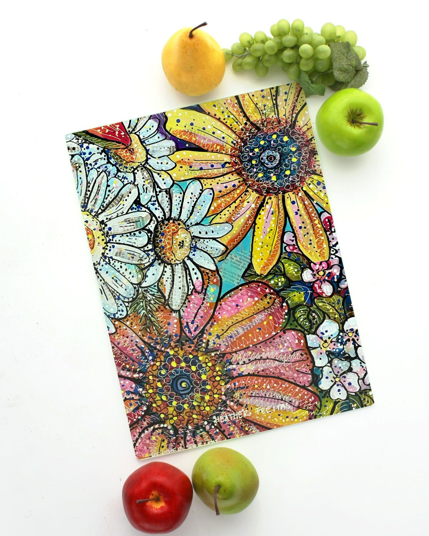 Flower Power Glass Cutting Board Trivet