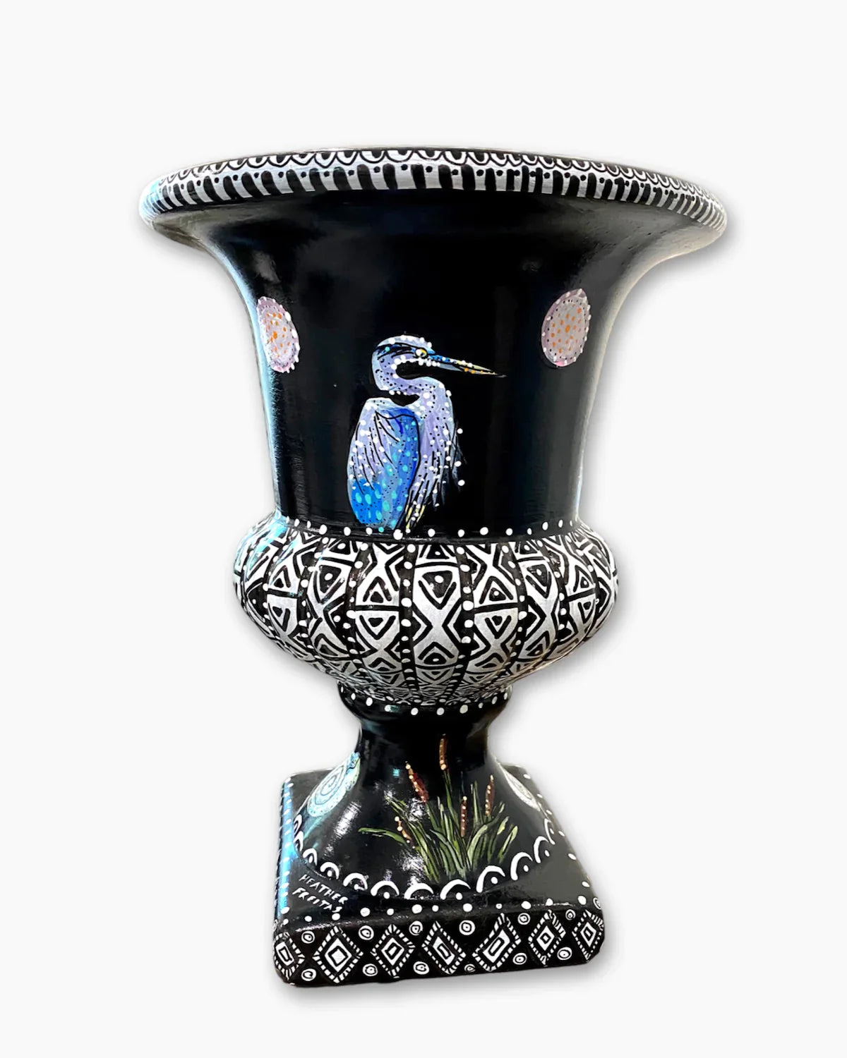 Blue Heron Lakeside Urn - Heather Freitas - fine art home deccor