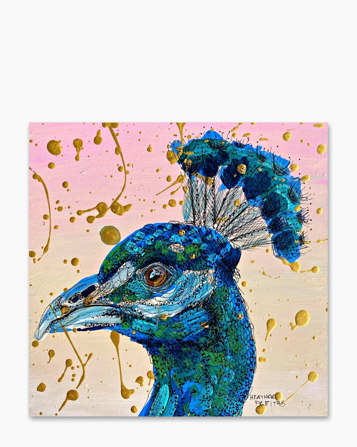 Emerald Peacock ( Original Painting ) - Heather Freitas - fine art home deccor