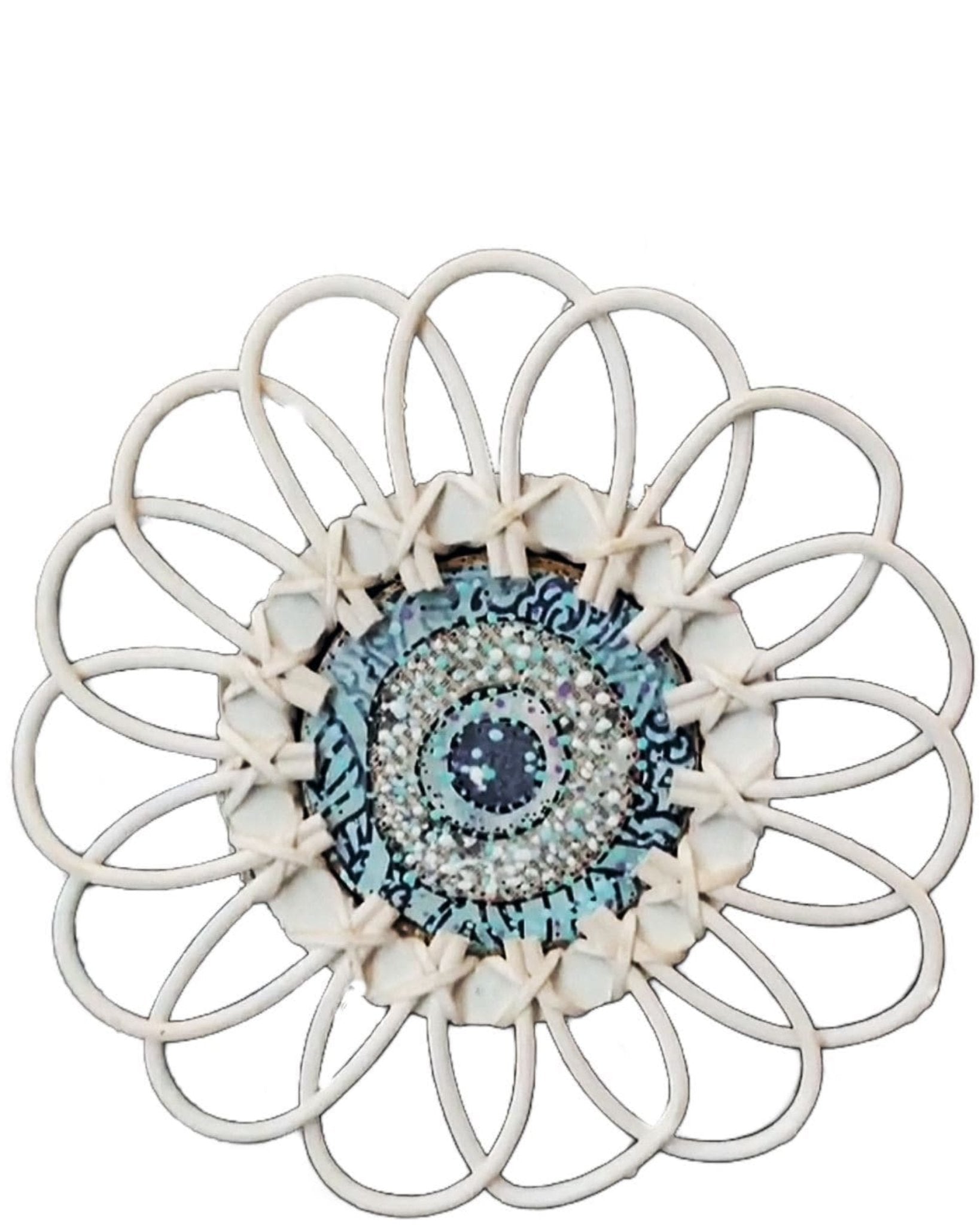 Evil Eye in Rattan Frame - Heather Freitas - fine art home deccor