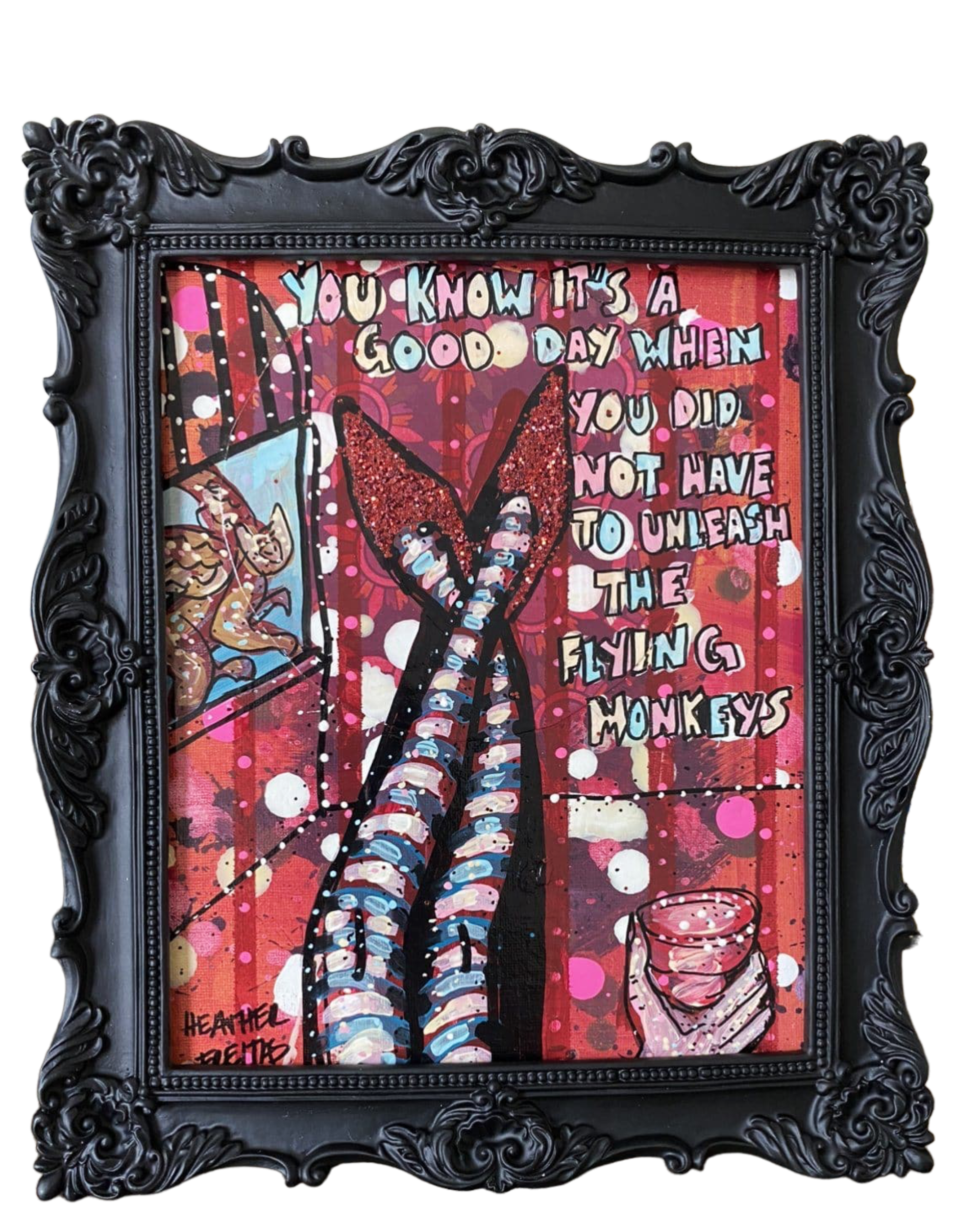 Flying Monkeys - Glitter red edition - Heather Freitas - fine art home deccor