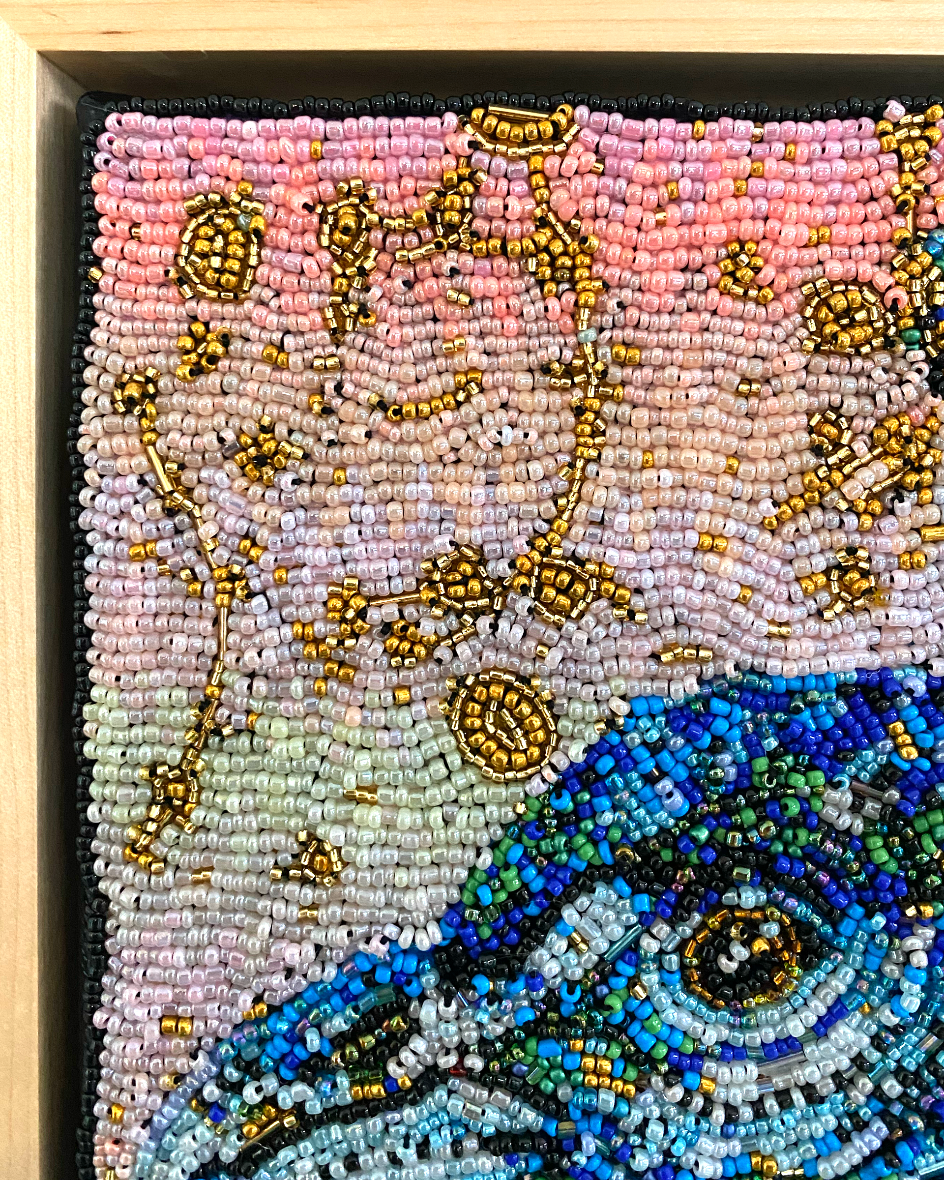 Golden Hour Peacock ( Fully Beaded Artwork ) - Heather Freitas - fine art home deccor