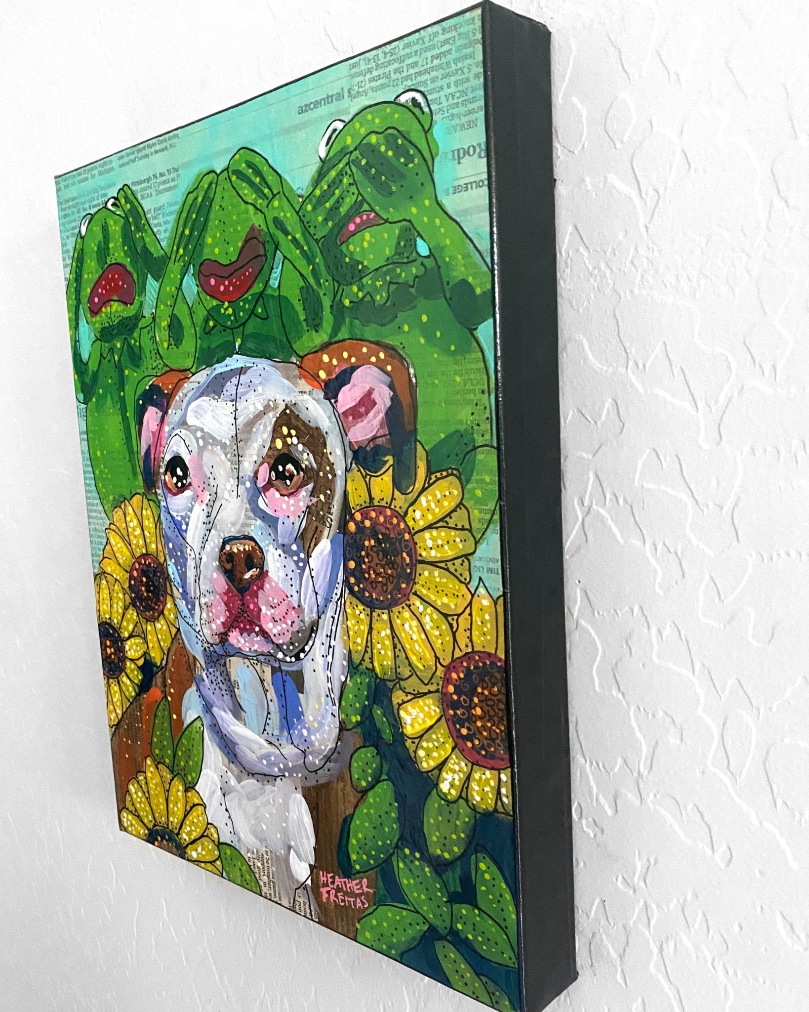 Hear No Evil, See No Evil, Bark No Evil Pit Bull ( Original Painting ) - Heather Freitas - fine art home deccor