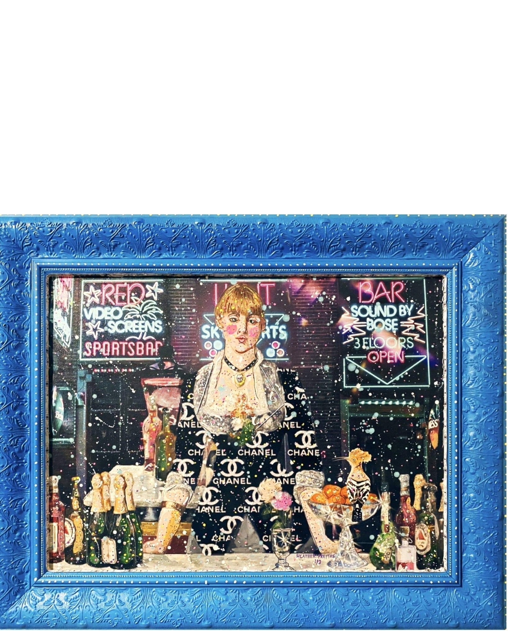 Lady At The Bar ( Black Light Embedded ) - Heather Freitas - fine art home deccor