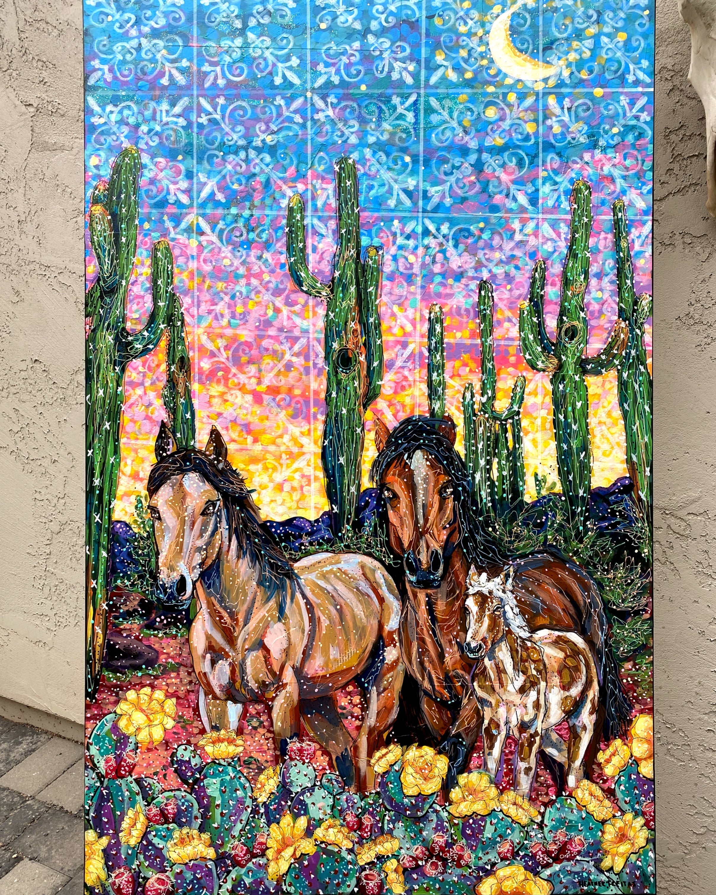 Southwestern Tile & Wild Horses - Heather Freitas 