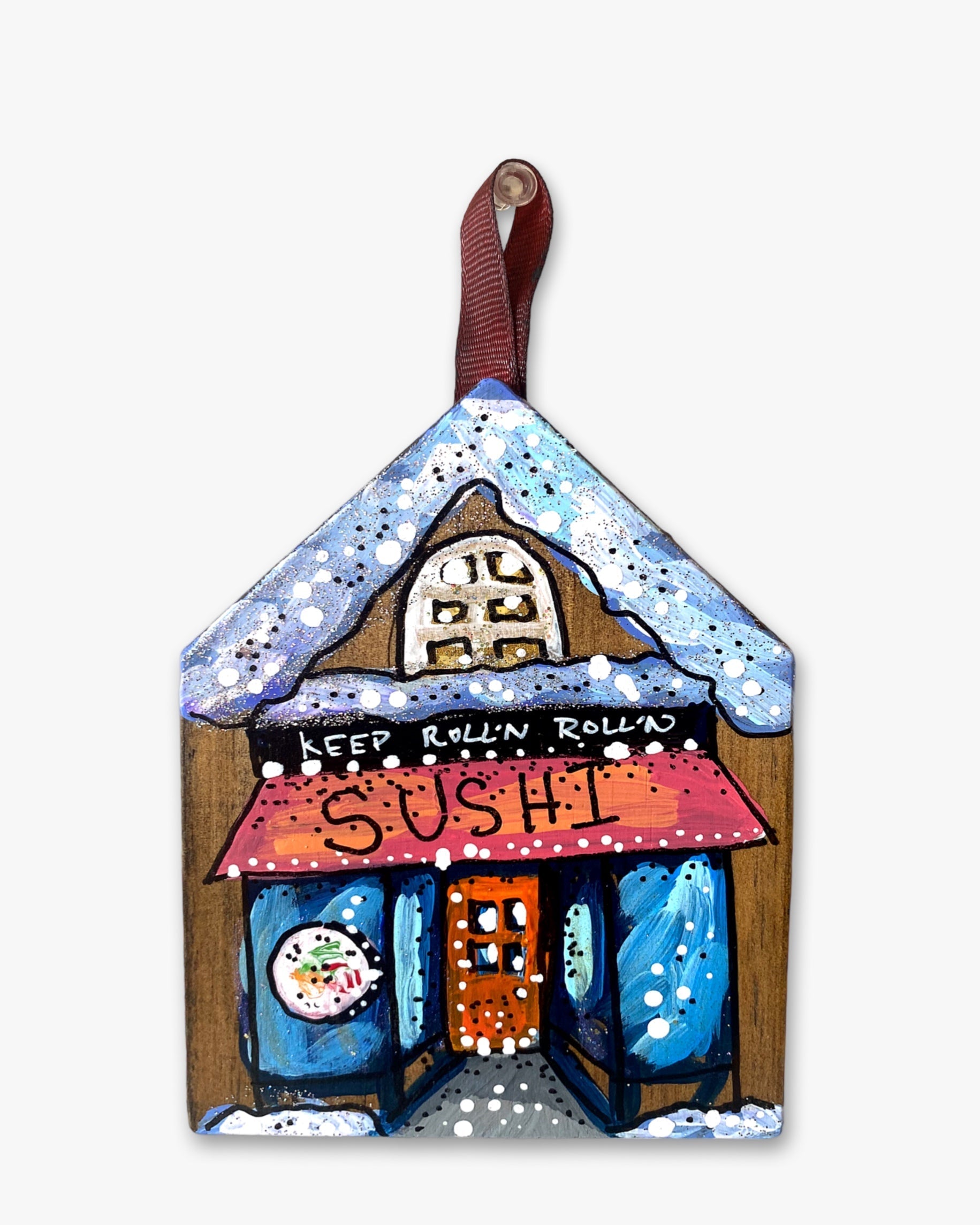 Sushi Restaurant - Hand Painted Ornament - Heather Freitas 